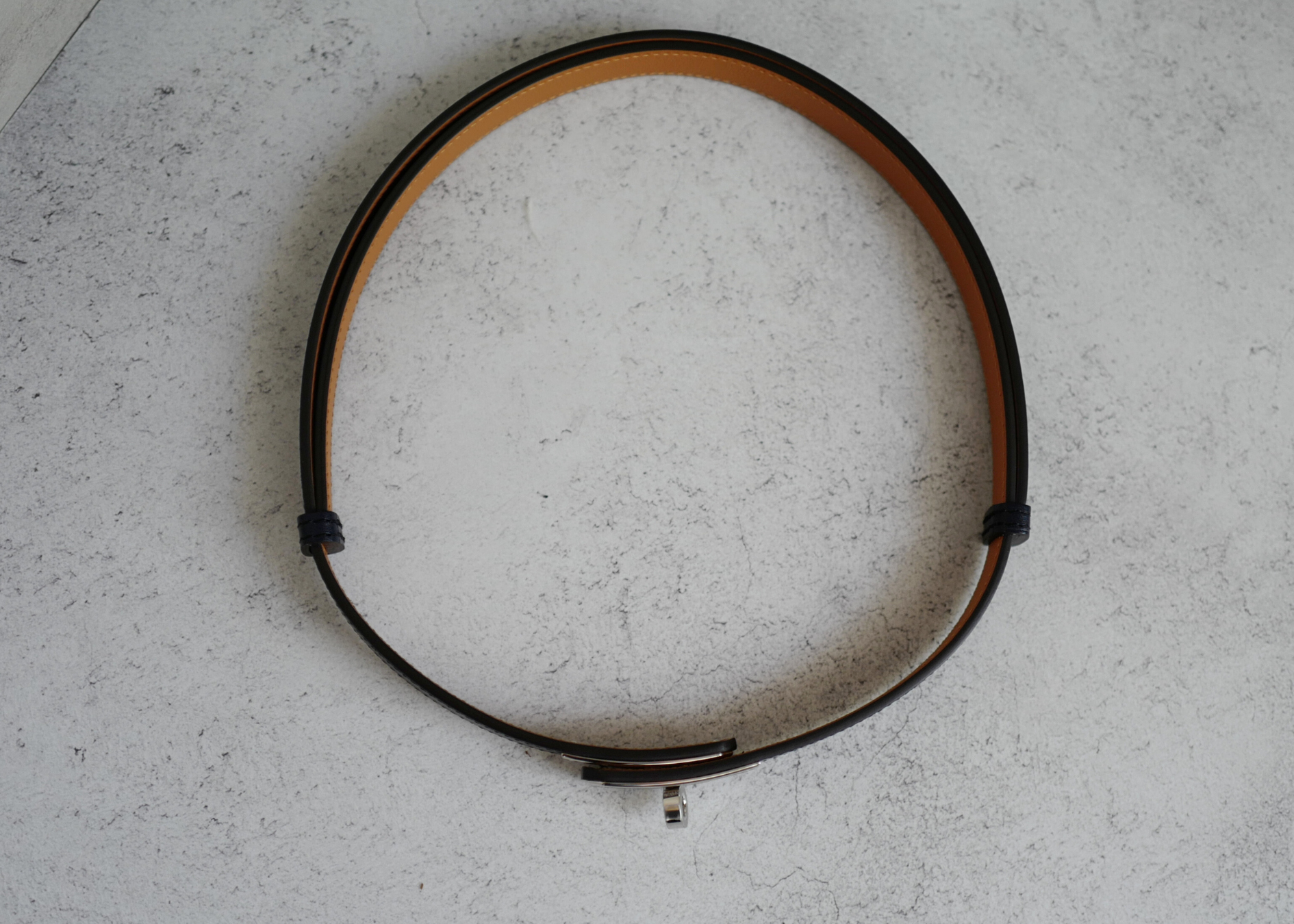 BNIB Hermès Kelly 18 Belt Hunter Leather in Bleu Indigo Palladium HW