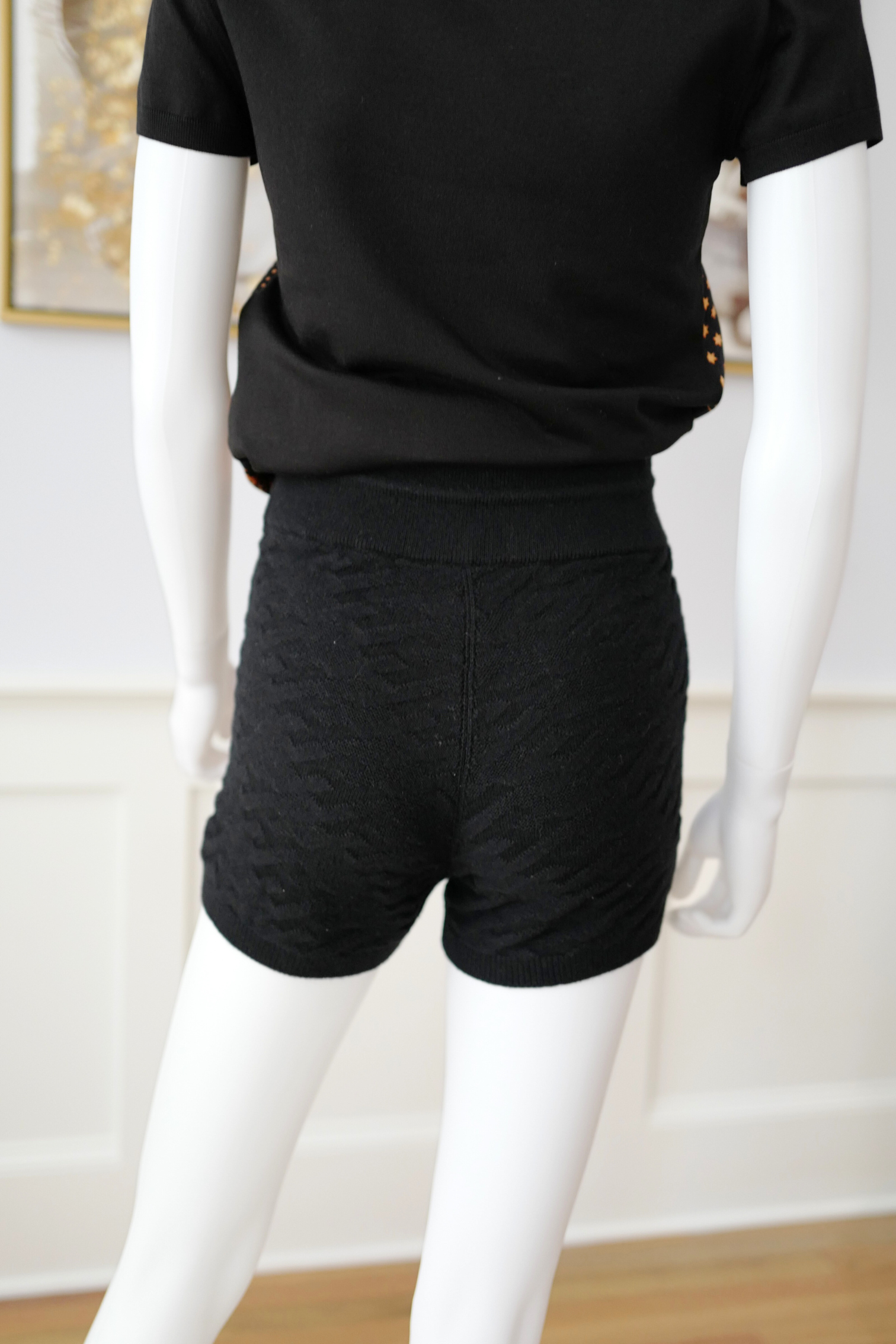 Hermes RTW Short Maille Loungewear Voyage Noir Black Size 36