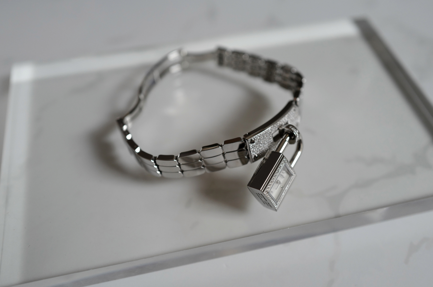 BNIB Hermes Kelly Watch Mini Model, 16 mm, Diamond Stainless Steel Bracelet