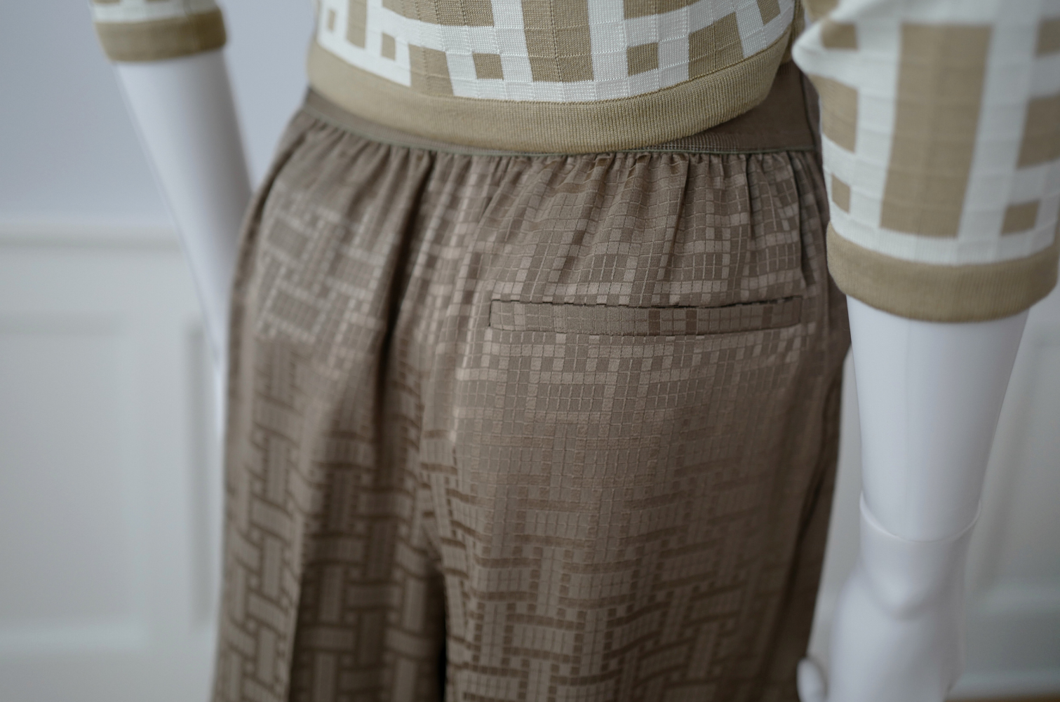 NEW Hermès "Mosaique" Wide Leg Pants Etoupe Size 34
