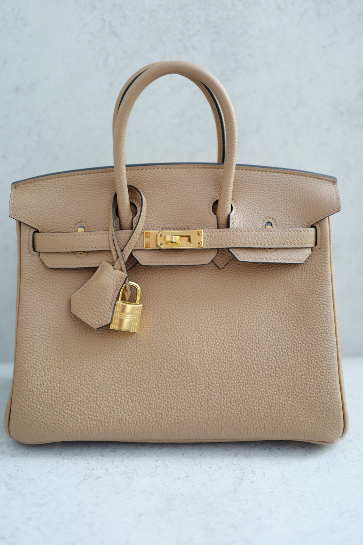 BNIB Hermès Birkin 25 Bag Chai Togo Leather with Gold Hardware Stamp U 2023