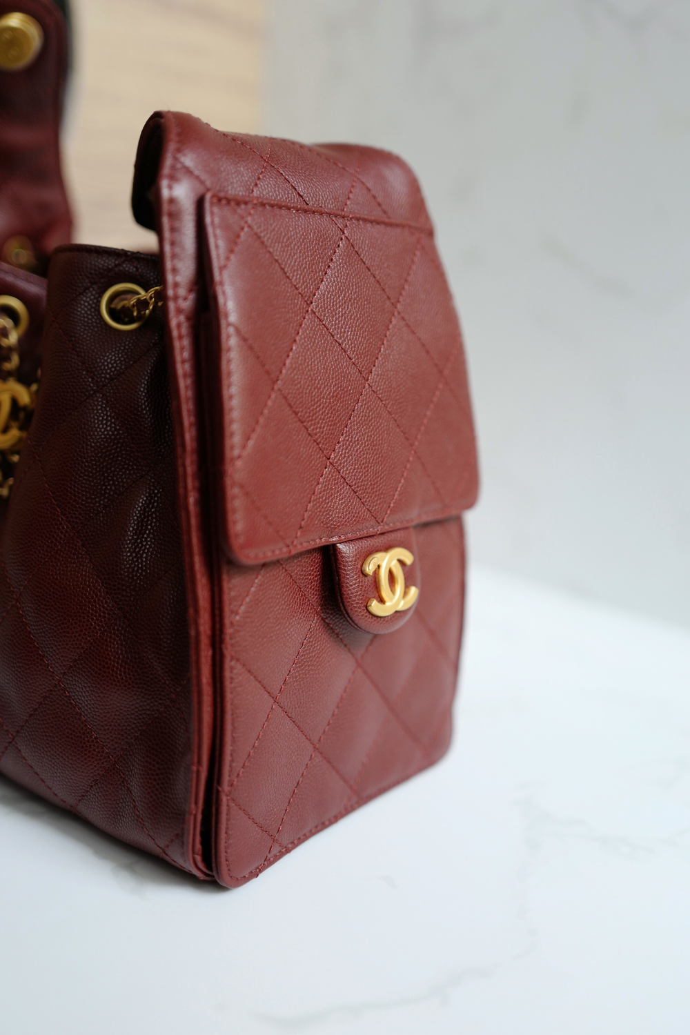 NEW CHANEL Spring-Summer 2025 25S Small Hobo Bag Grained Calfskin Burgundy