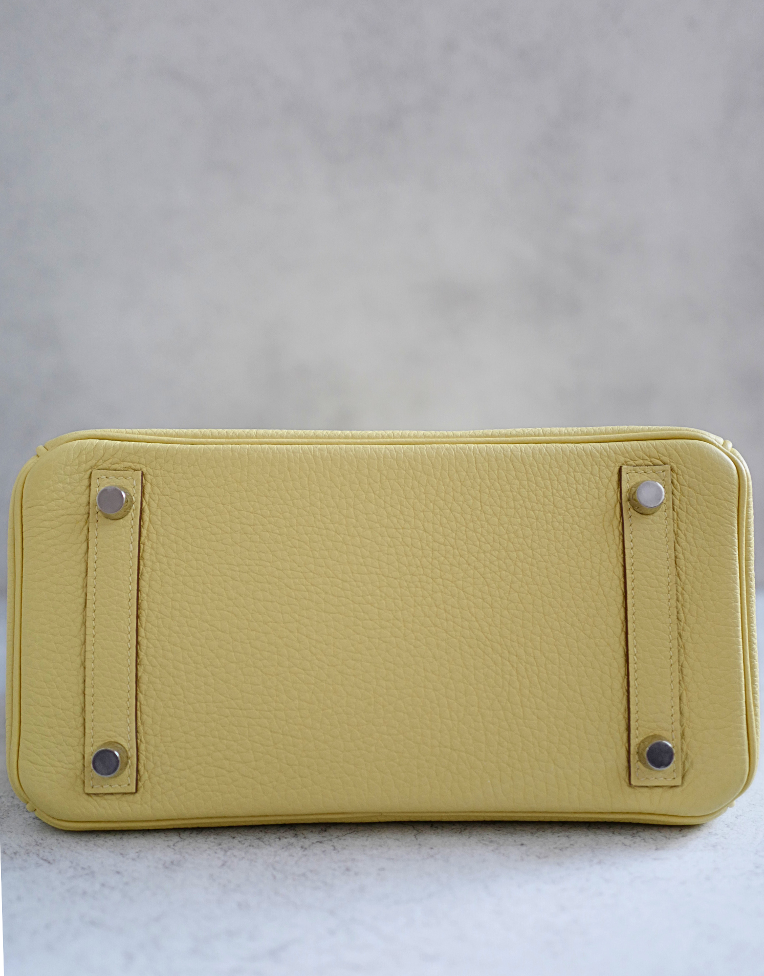BNIB Hermès Birkin 25 Bag Jaune Poussin Togo Leather Palladium Hardware Stamp W