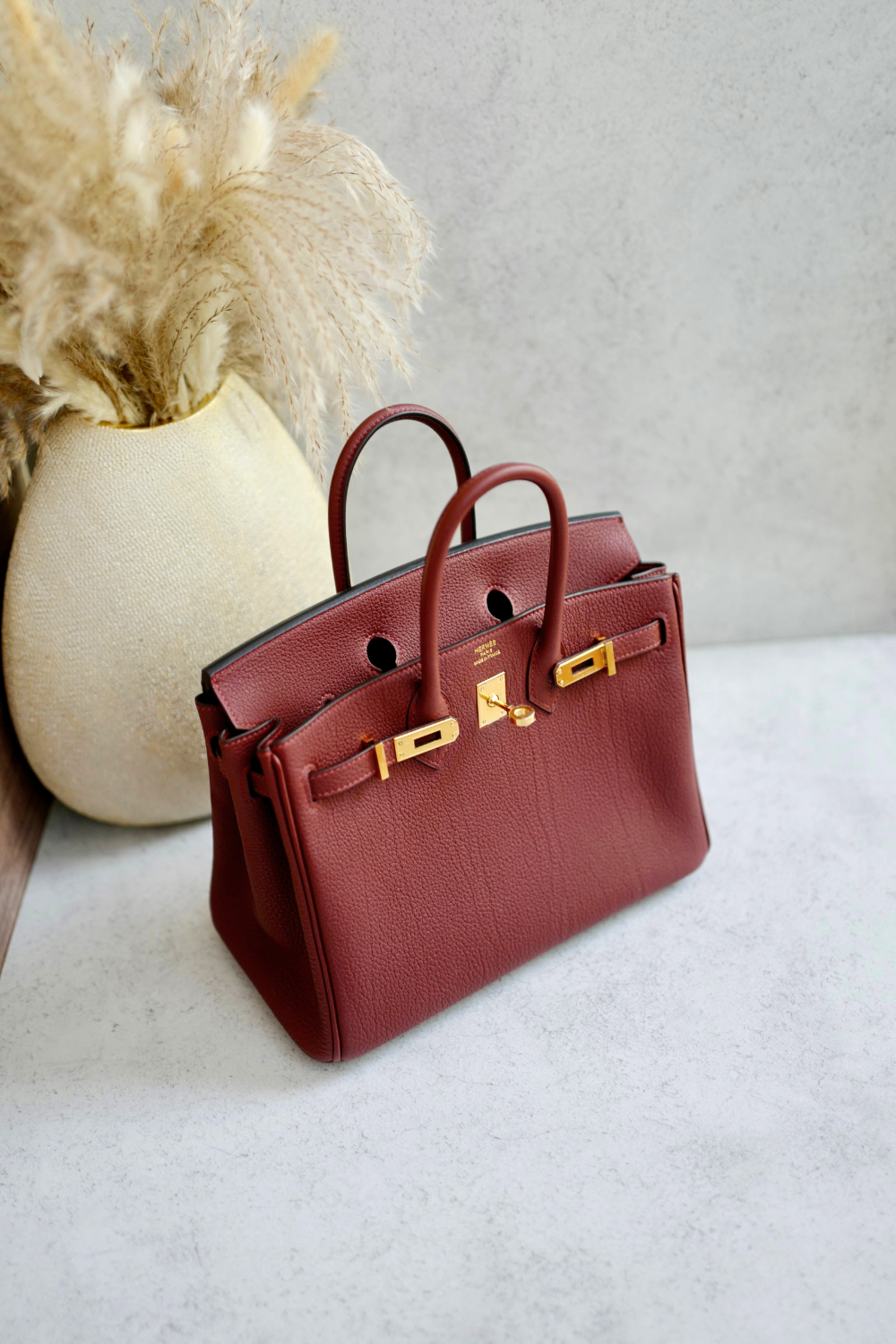 Hermes Birkin 25 Rouge H Togo Gold Hardware Complete W Stamp 2024