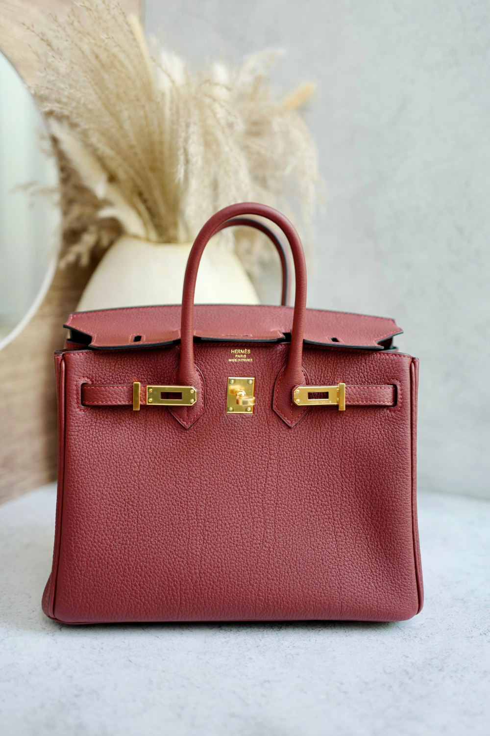 Hermes Birkin 25 Rouge H Togo Gold Hardware Complete W Stamp 2024