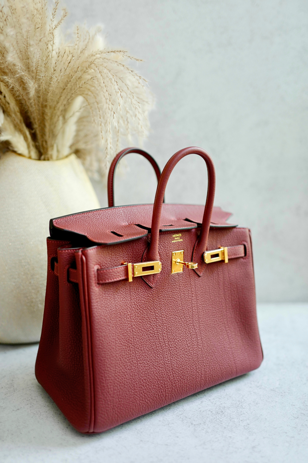 Hermes Birkin 25 Rouge H Togo Gold Hardware Complete W Stamp 2024