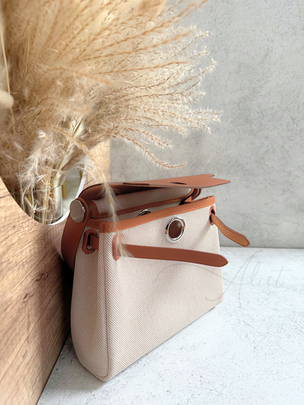 BNIB Hermes Mini Herbag Fauve/Ecru with Palladium Hardware