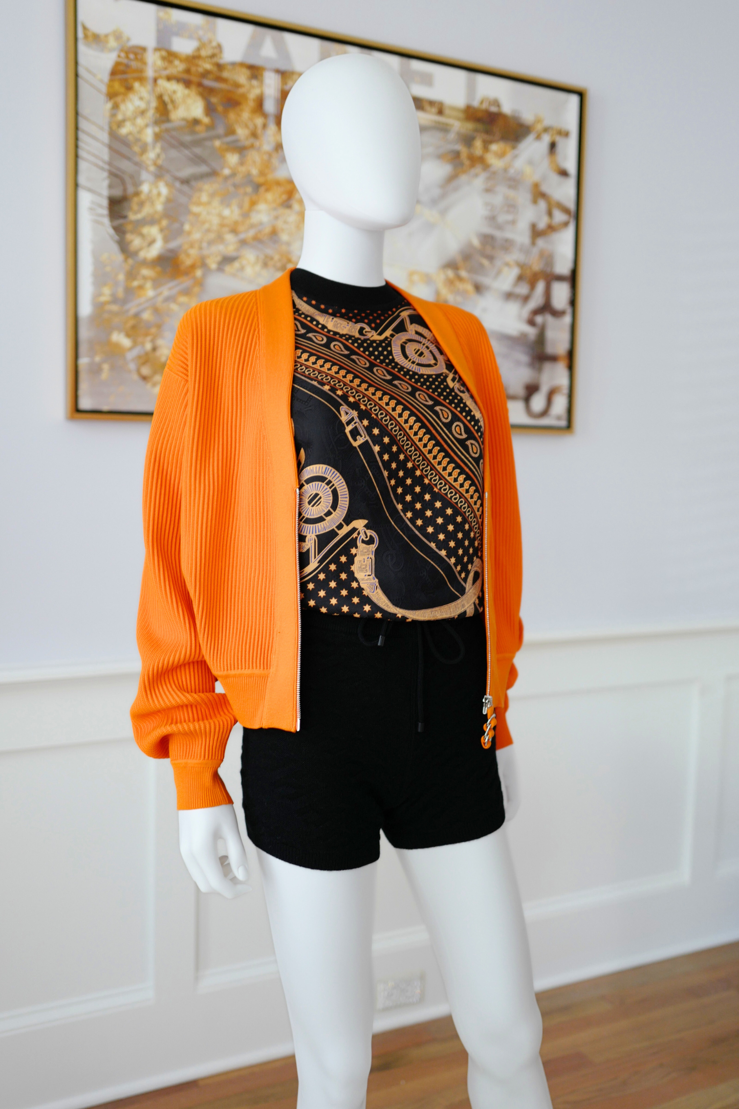 Hermes RTW Short Maille Loungewear Voyage Noir Black Size 36