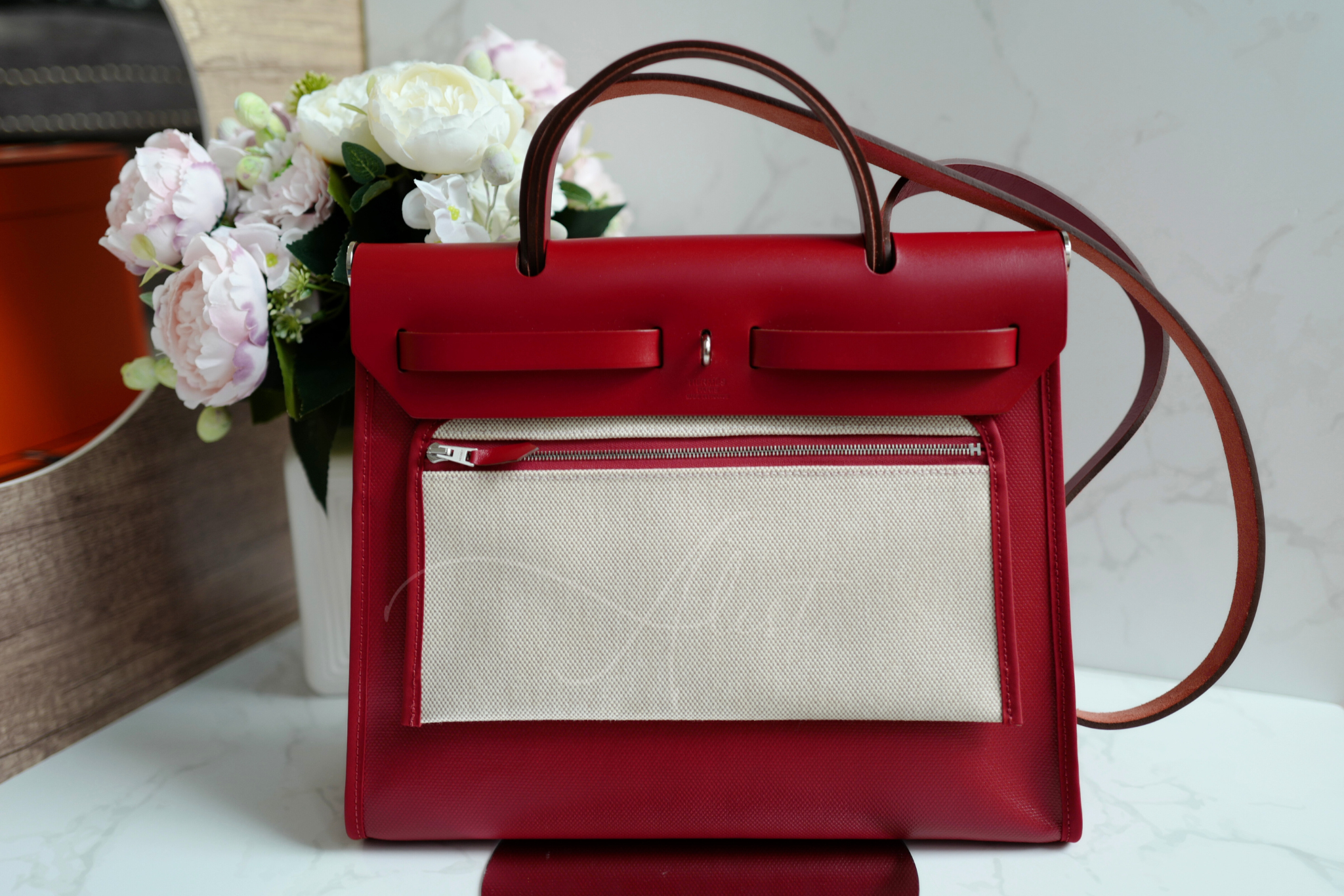 BNIB Hermes Herbag Zip 31 Berline Rouge Piment Waterproof