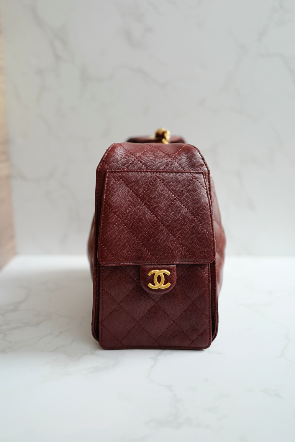 NEW CHANEL Spring-Summer 2025 25S Small Hobo Bag Grained Calfskin Burgundy