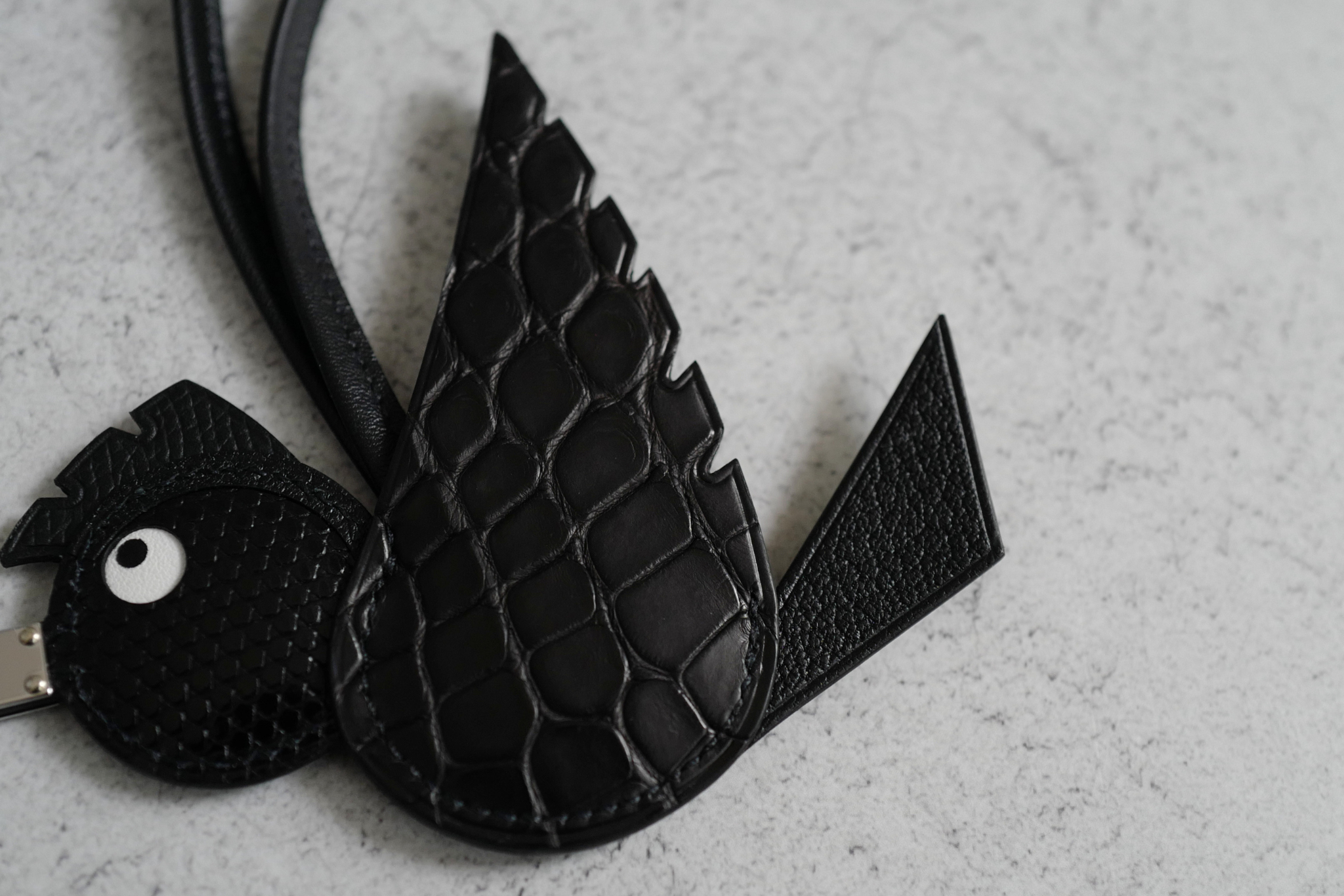 Hermès Birdy Charm Noir Alligator/Lizard/Epsom Calfskin Palladium Hardware