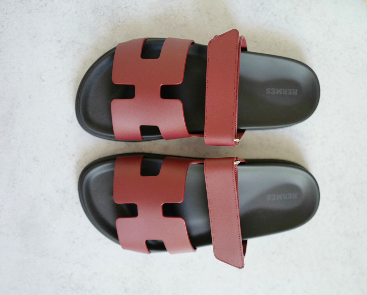 BNIB Hermès Chypre Sandals Rouge H Calfskin Leather Size 38.5