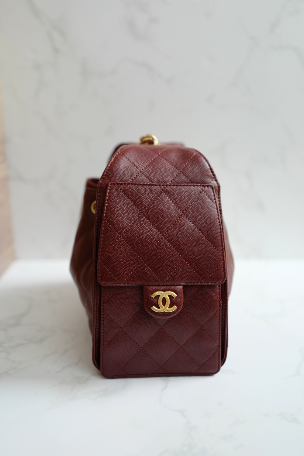 NEW CHANEL Spring-Summer 2025 25S Small Hobo Bag Grained Calfskin Burgundy