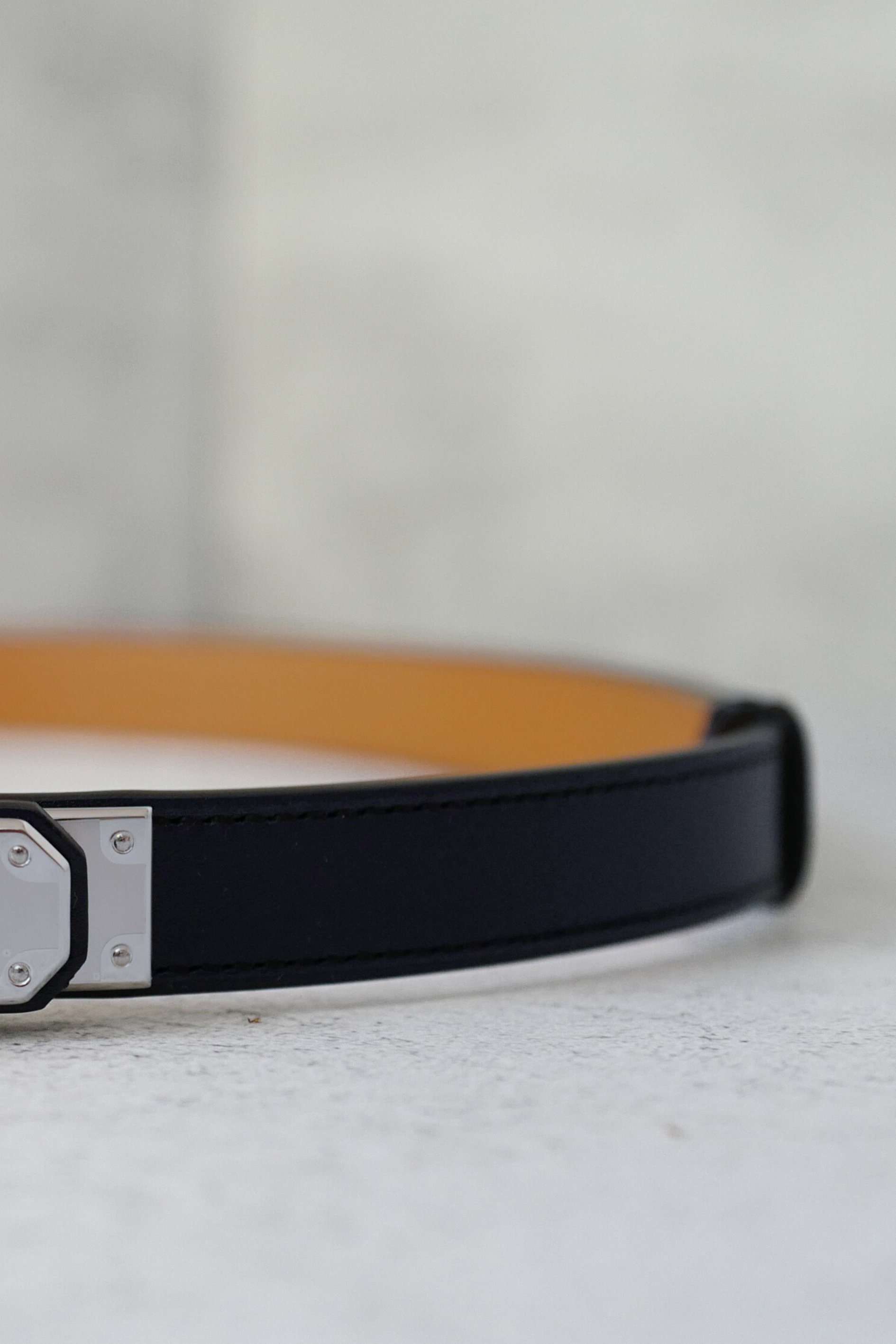 BNIB Hermès Kelly 18 Belt Hunter Leather in Bleu Indigo Palladium HW