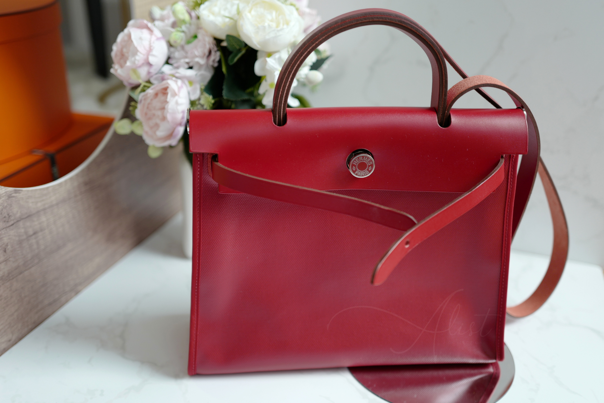 BNIB Hermes Herbag Zip 31 Berline Rouge Piment Waterproof