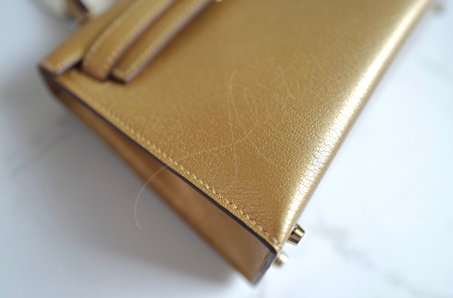 Hermès Mini Kelly Dore Metallic Gold Chèvre Olympic 2024 Champagne HW NEW