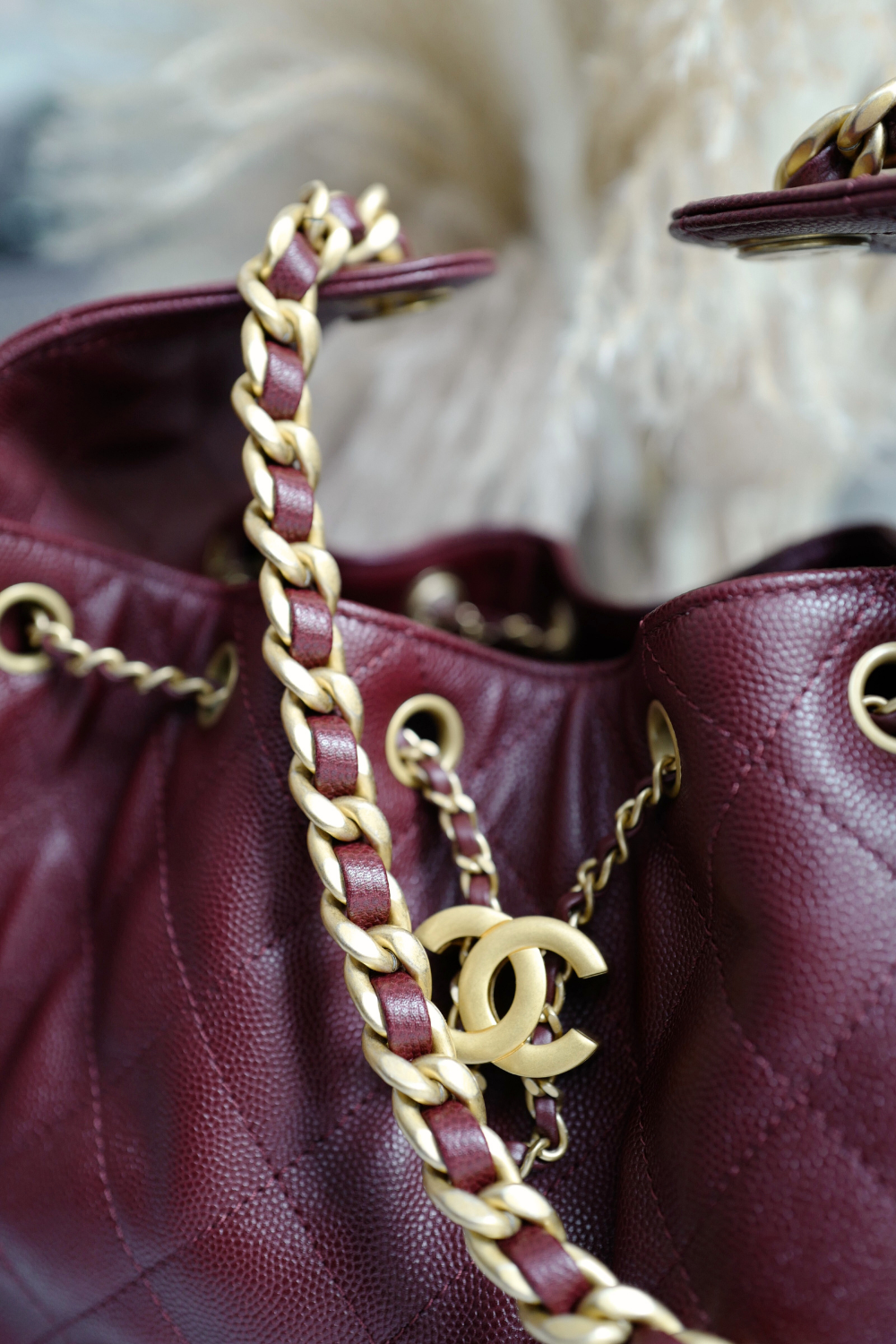NEW CHANEL Spring-Summer 2025 25S Small Hobo Bag Grained Calfskin Burgundy