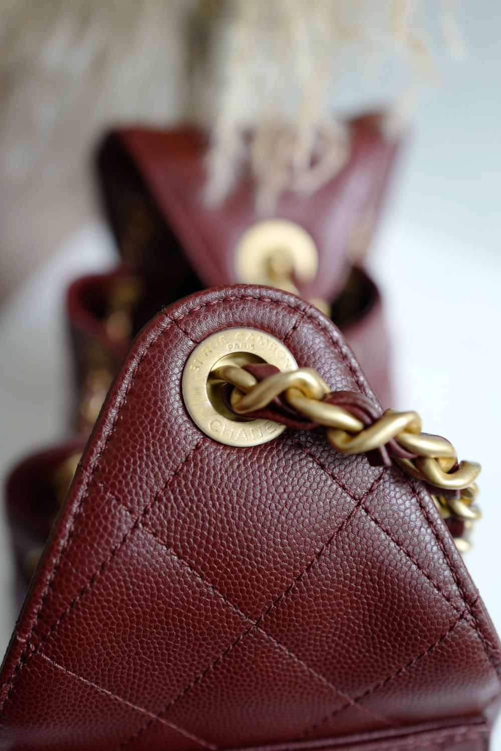 NEW CHANEL Spring-Summer 2025 25S Small Hobo Bag Grained Calfskin Burgundy
