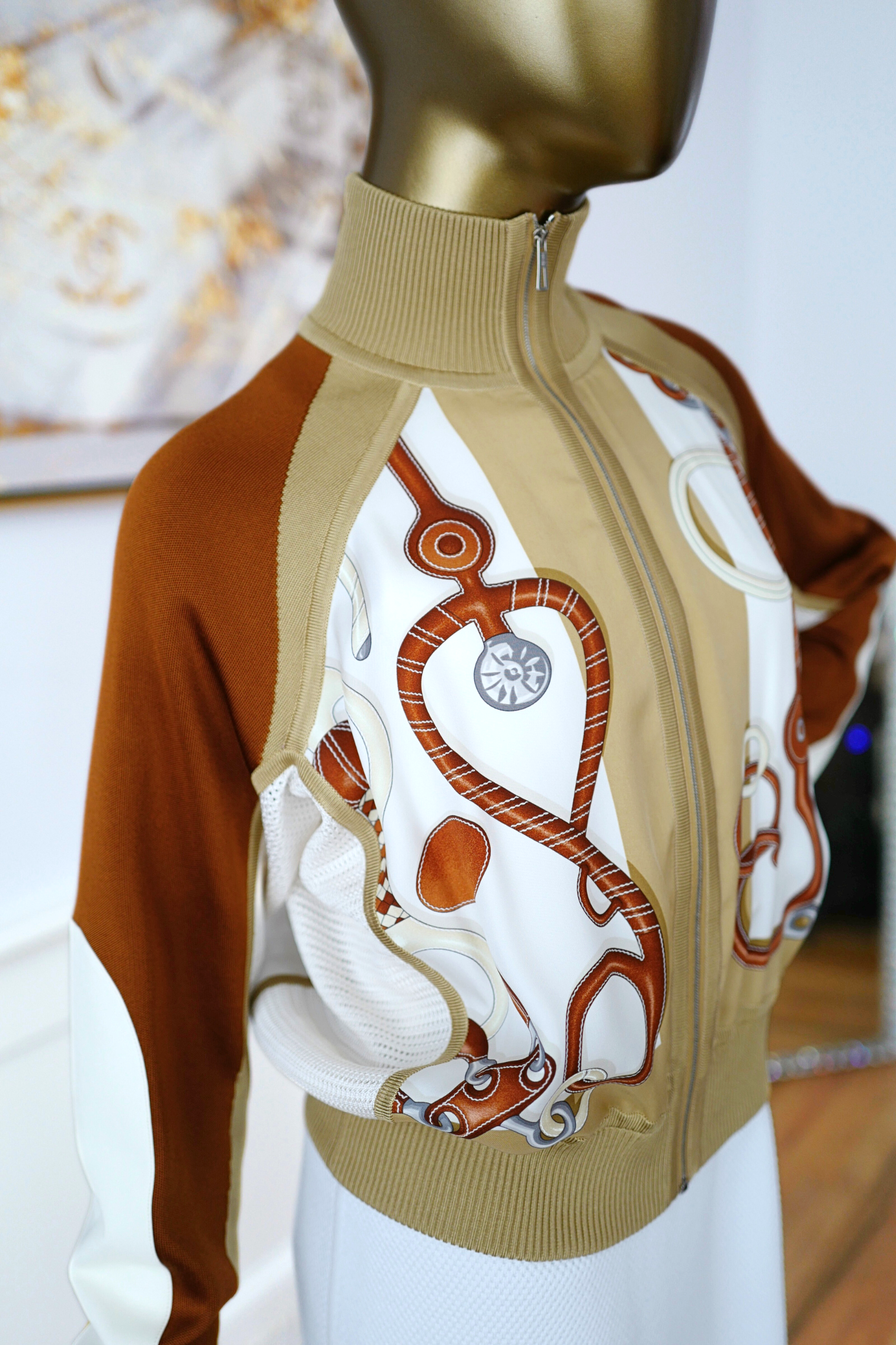 NEW HERMES Panoplie Tout Cuir twillaine bomber jacket Size 34 Blanc Nacre $6K