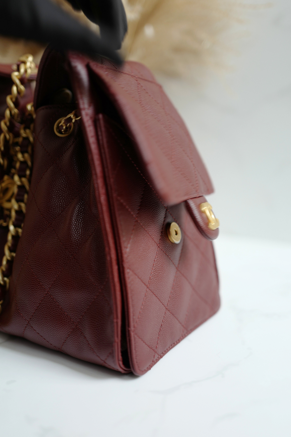 NEW CHANEL Spring-Summer 2025 25S Small Hobo Bag Grained Calfskin Burgundy