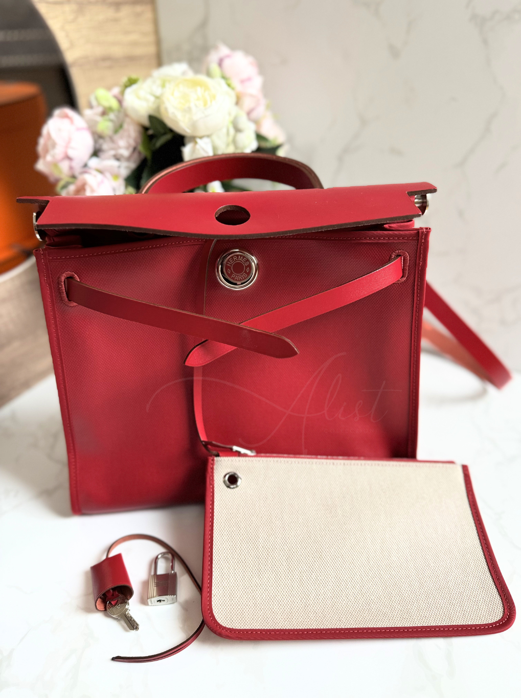 BNIB Hermes Herbag Zip 31 Berline Rouge Piment Waterproof