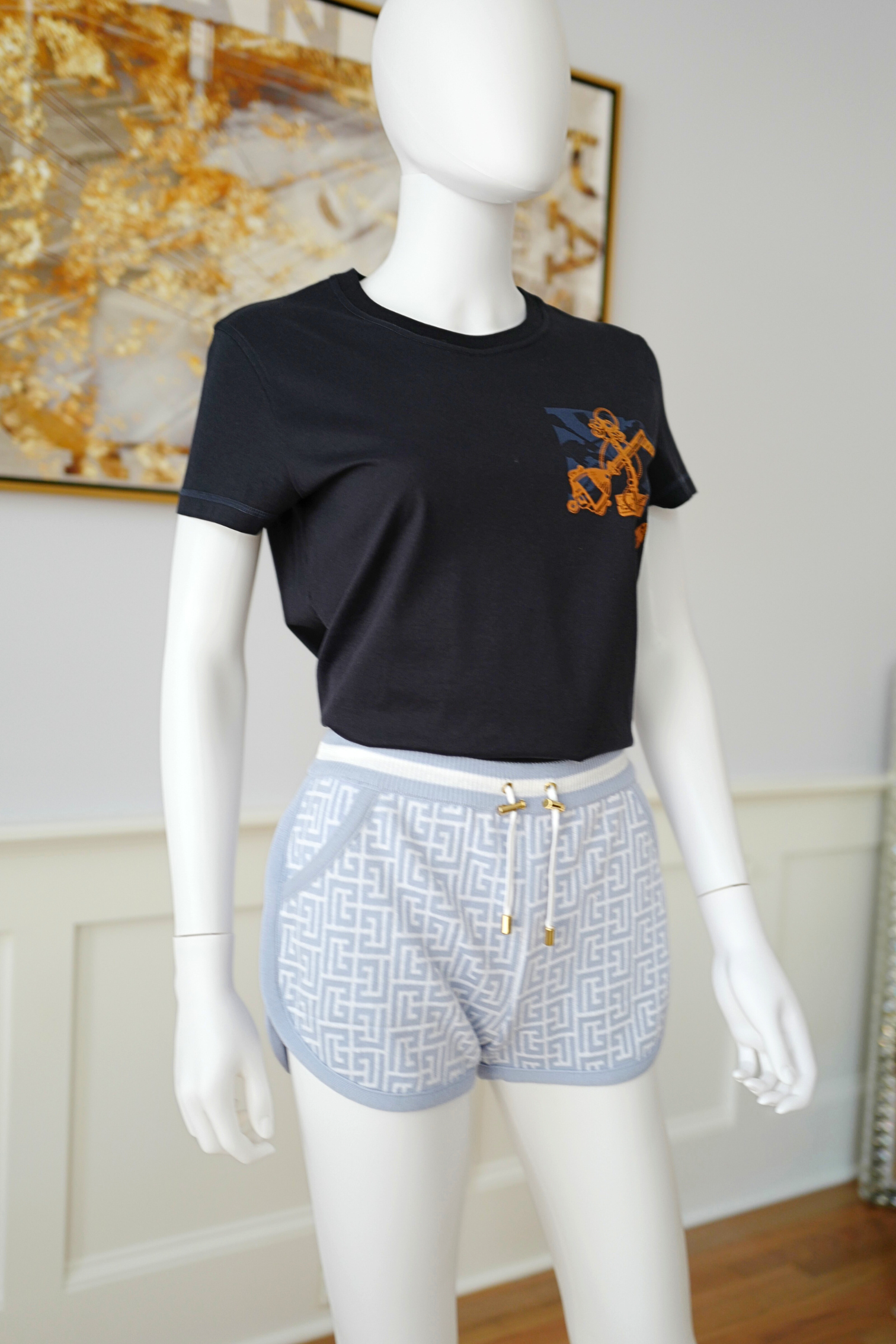 Balmain Monogram Jacquard Wool Blend Tennis Shorts size 36 NEW
