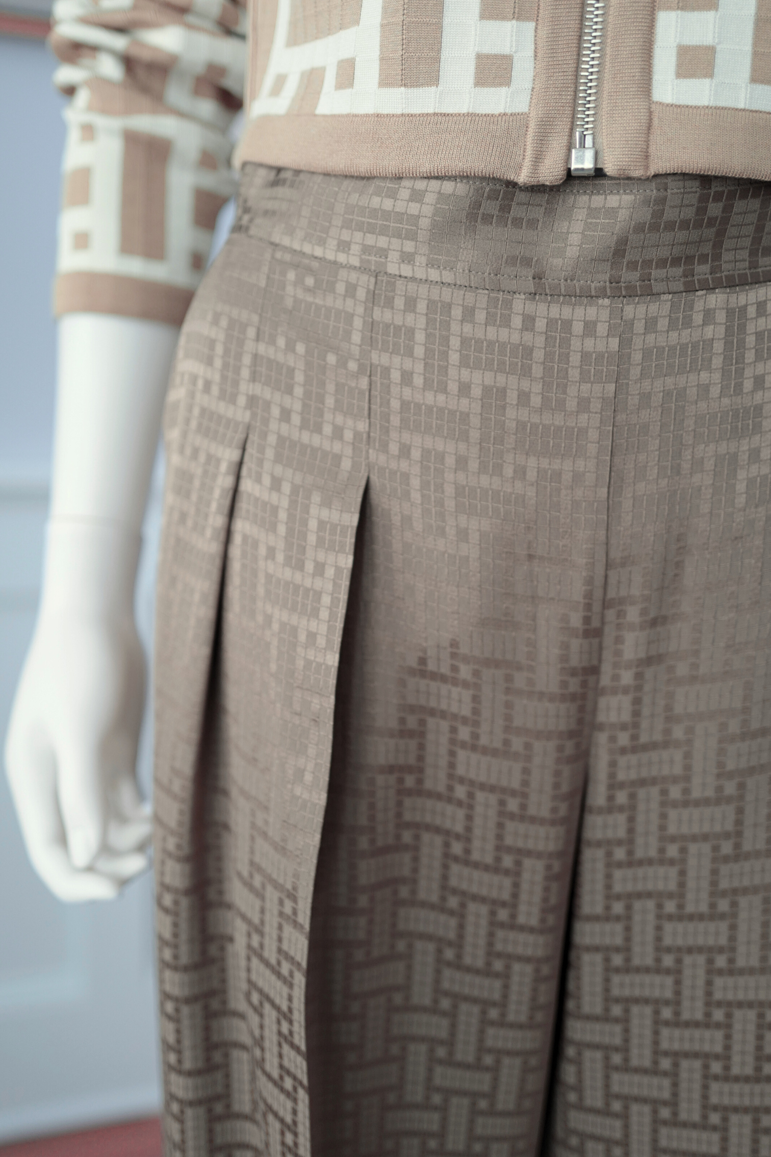 NEW Hermès "Mosaique" Wide Leg Pants Etoupe Size 34