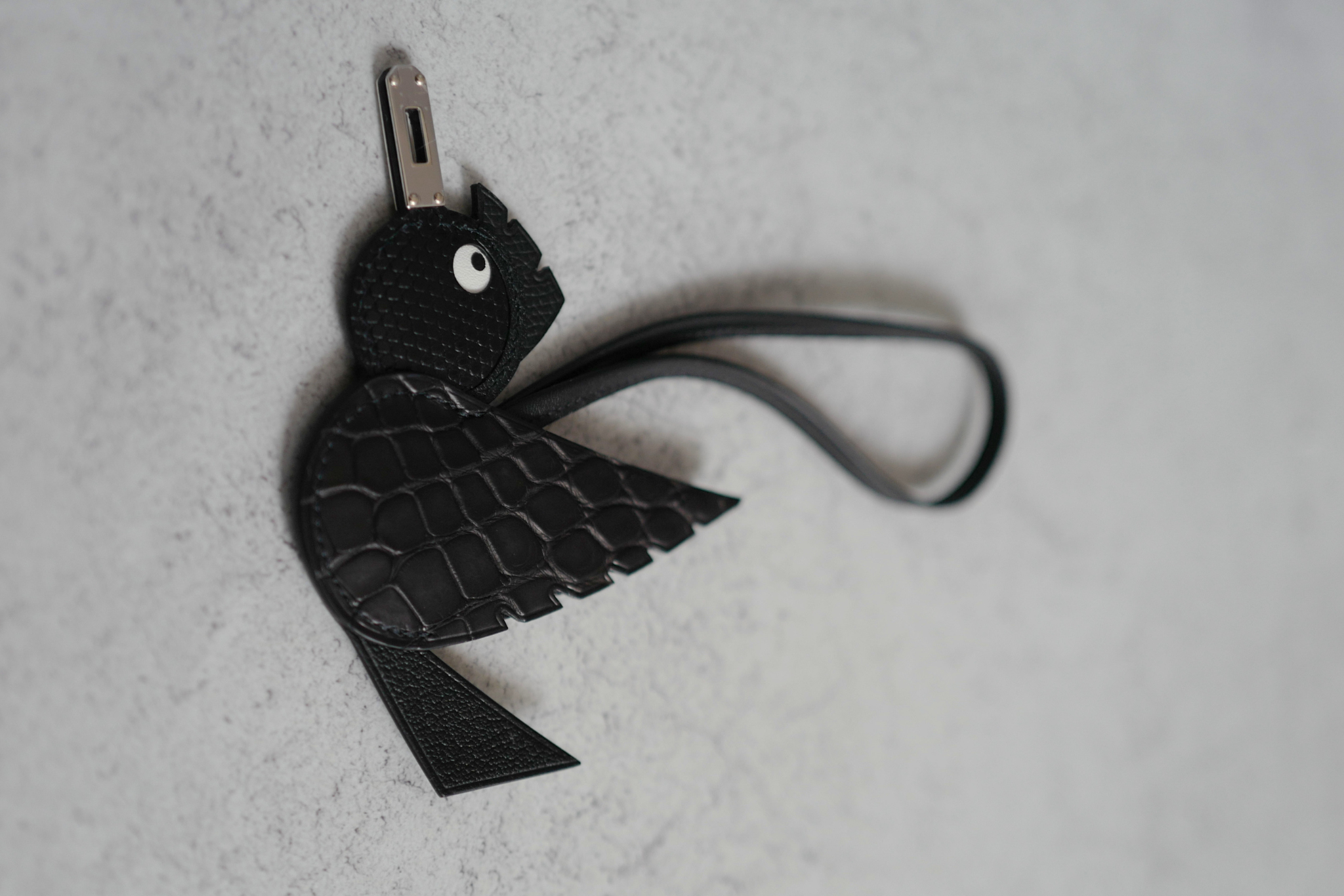 Hermès Birdy Charm Noir Alligator/Lizard/Epsom Calfskin Palladium Hardware