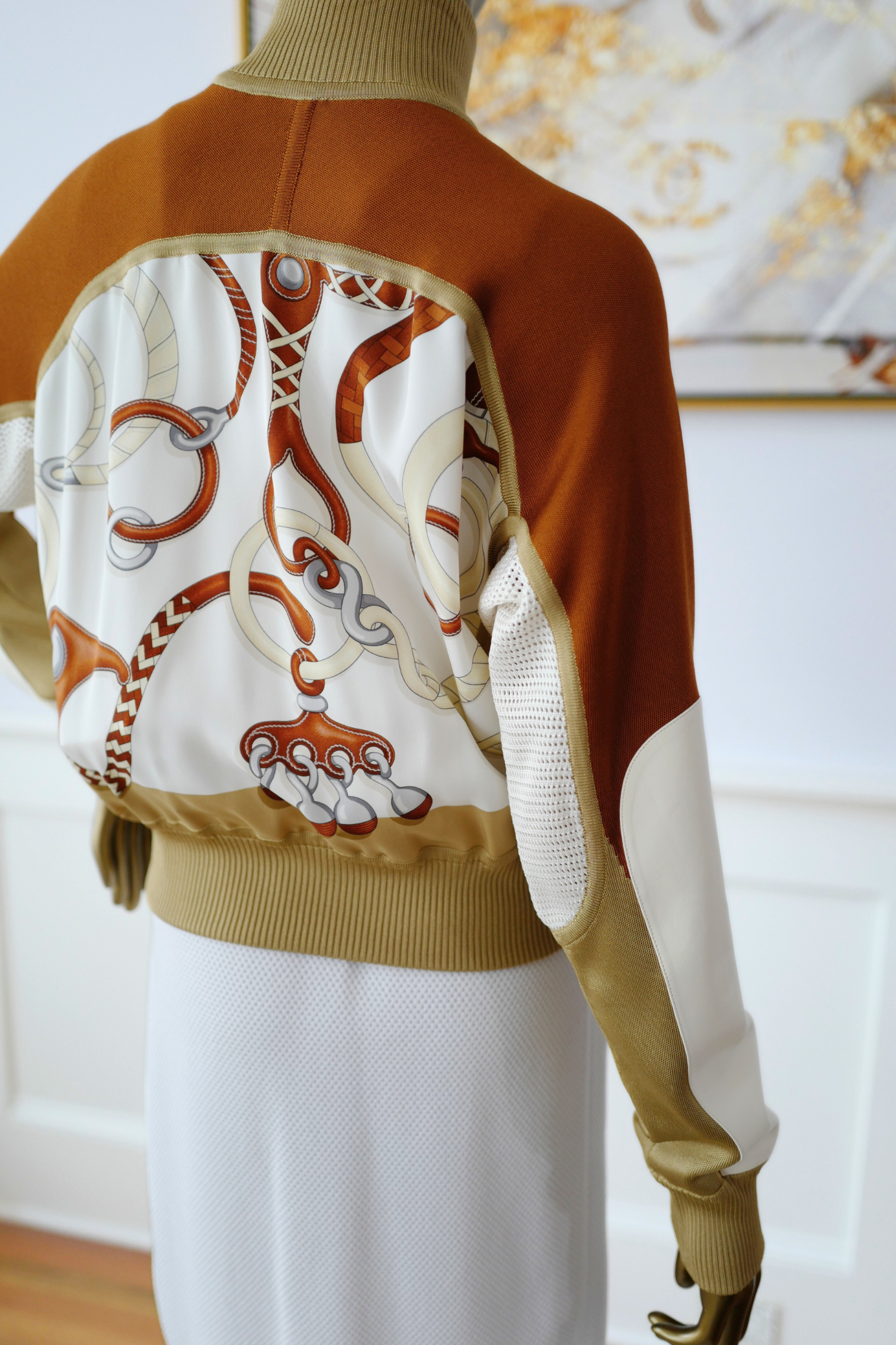 NEW HERMES Panoplie Tout Cuir twillaine bomber jacket Size 34 Blanc Nacre $6K