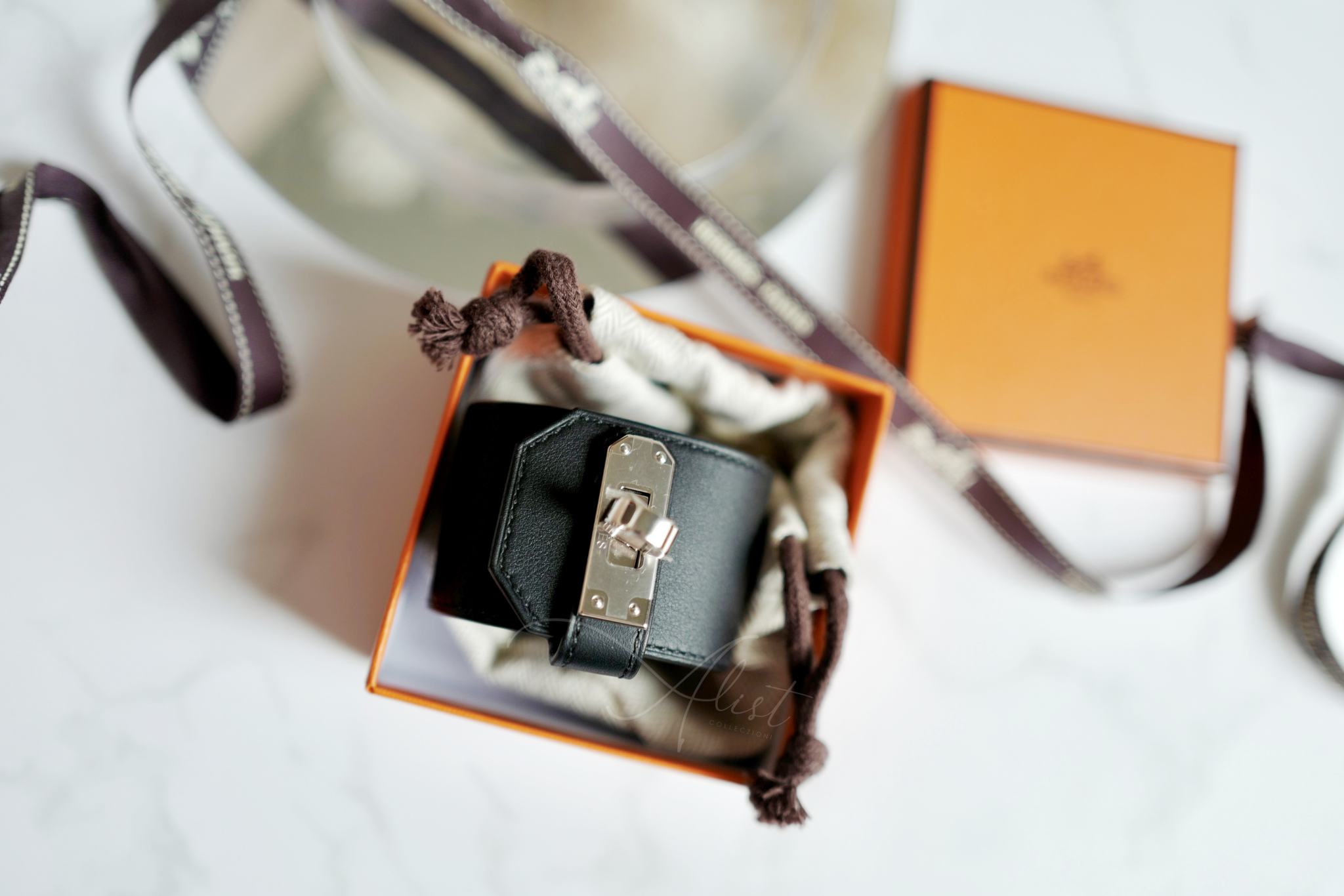BNIB Hermes Bracelet Mini Kelly Twist GM Swift Calfskin T2 89 Noir