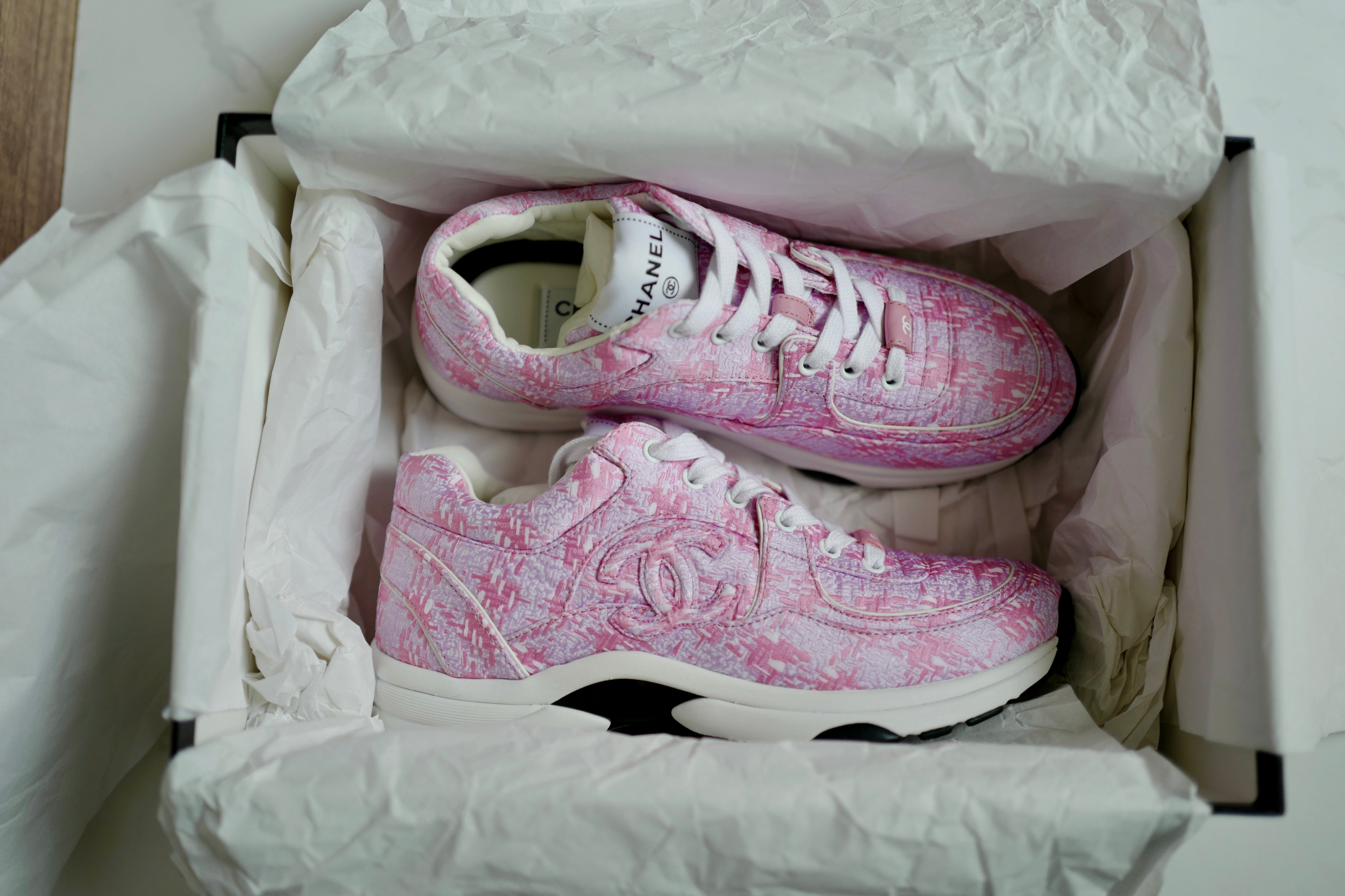 BNIB Chanel 24 Interlocking CC Logo Tweed Chunky Sneakers size 38