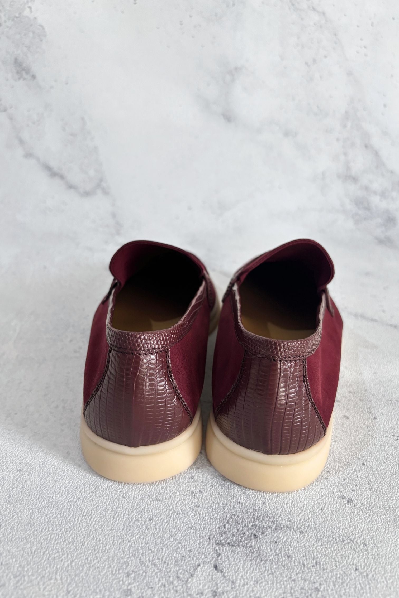 Loro Piana Summer Charms Walk Loafers Azuki Beans Lizard/Suede 37 Limited Ed