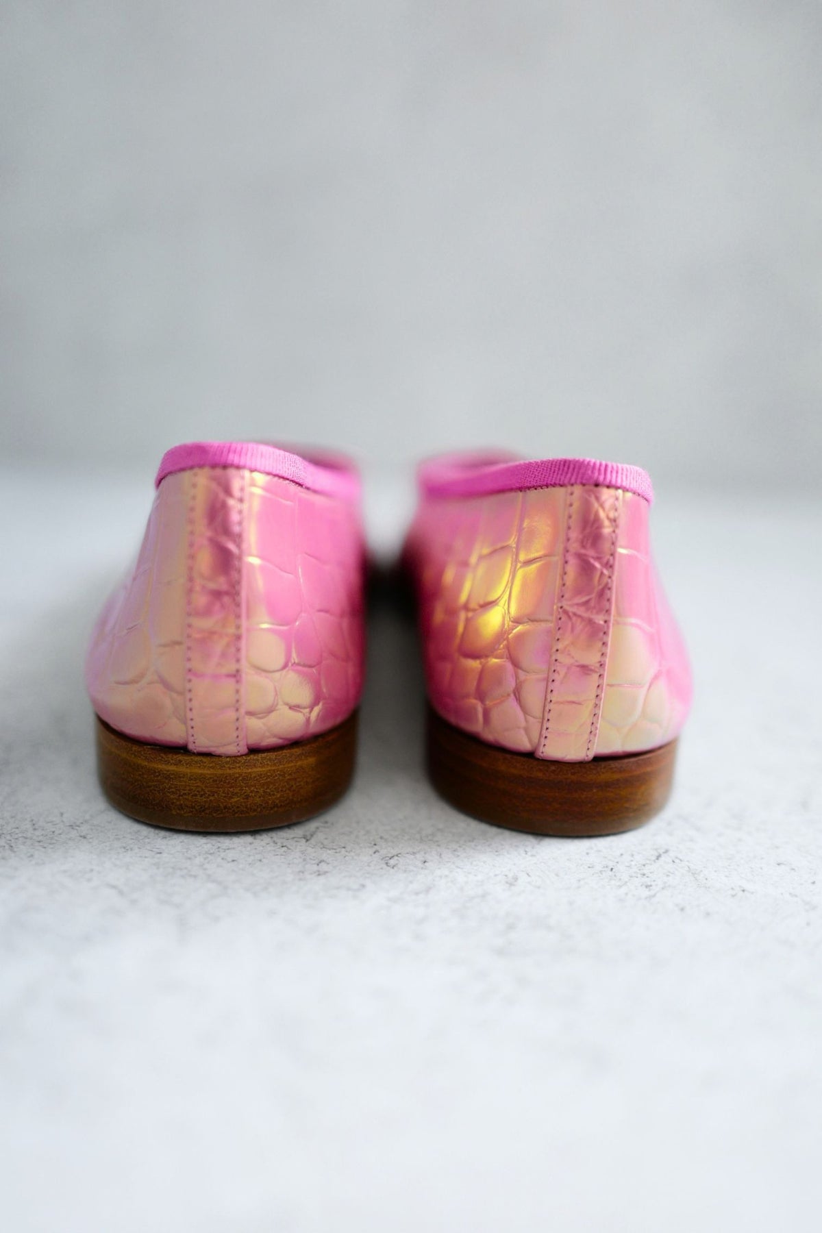 Chanel 26K Matthieu Blazy's Ballet Flats Croc Embossed Calfskin Pink Size 37.5