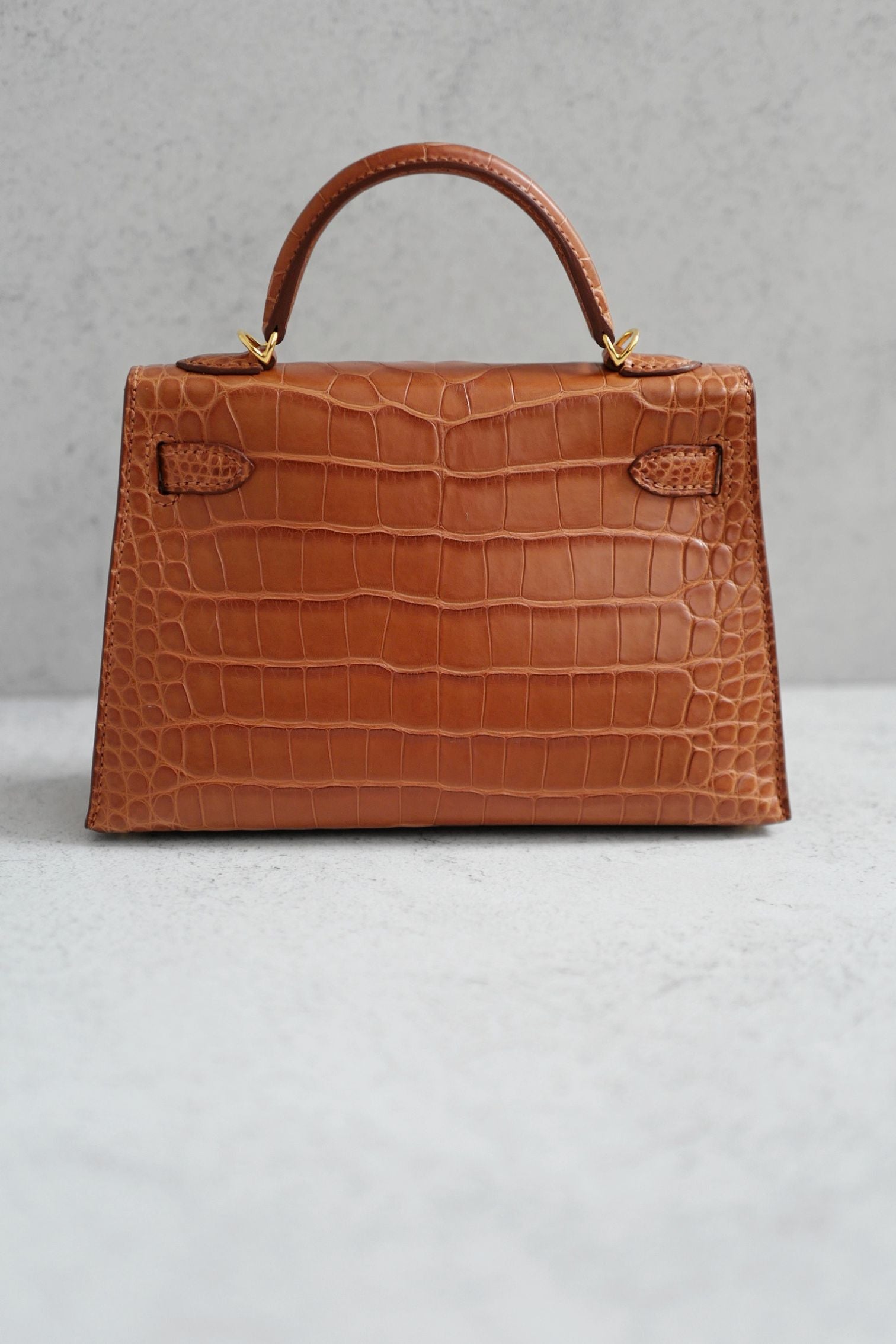 Hermès Mini Kelly Gold Sellier Alligator Mississippiens GHW G Stamp