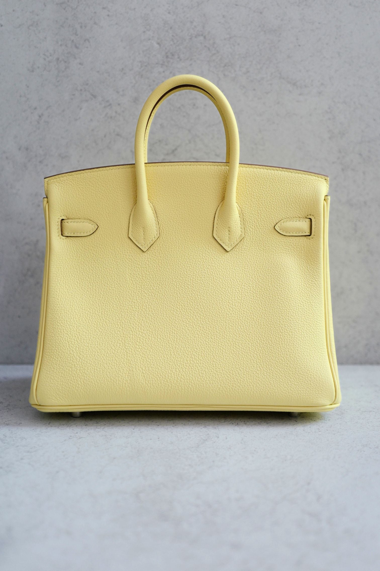 Hermès Birkin 25 Jaune Poussin Togo Leather Palladium Hardware G Stamp