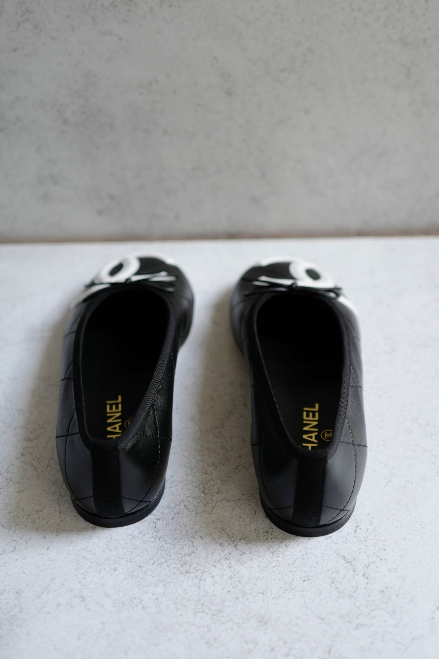 Chanel 26M Coco Beach Ballet Flats Black Lambskin Size 37.5