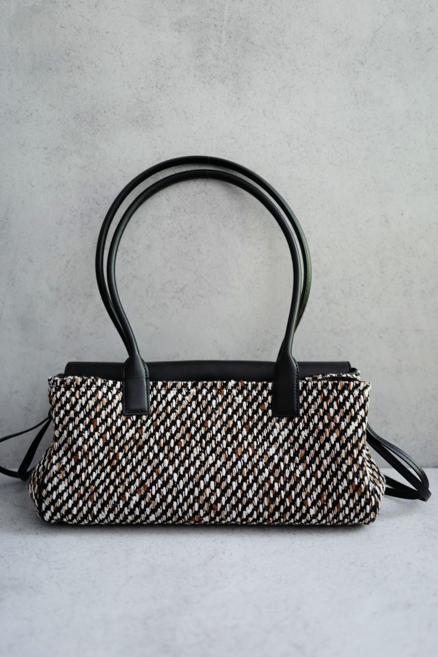 Chanel 26S Small Shopping Bag Matthieu Blazy Black Ecru Wool Gold Hardware