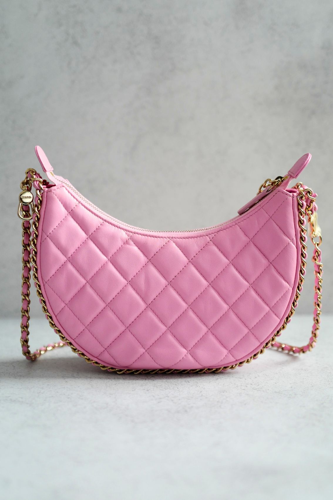 Chanel 23P Small Half Moon Hobo Bag In Lilac Pink With Gold Hardware