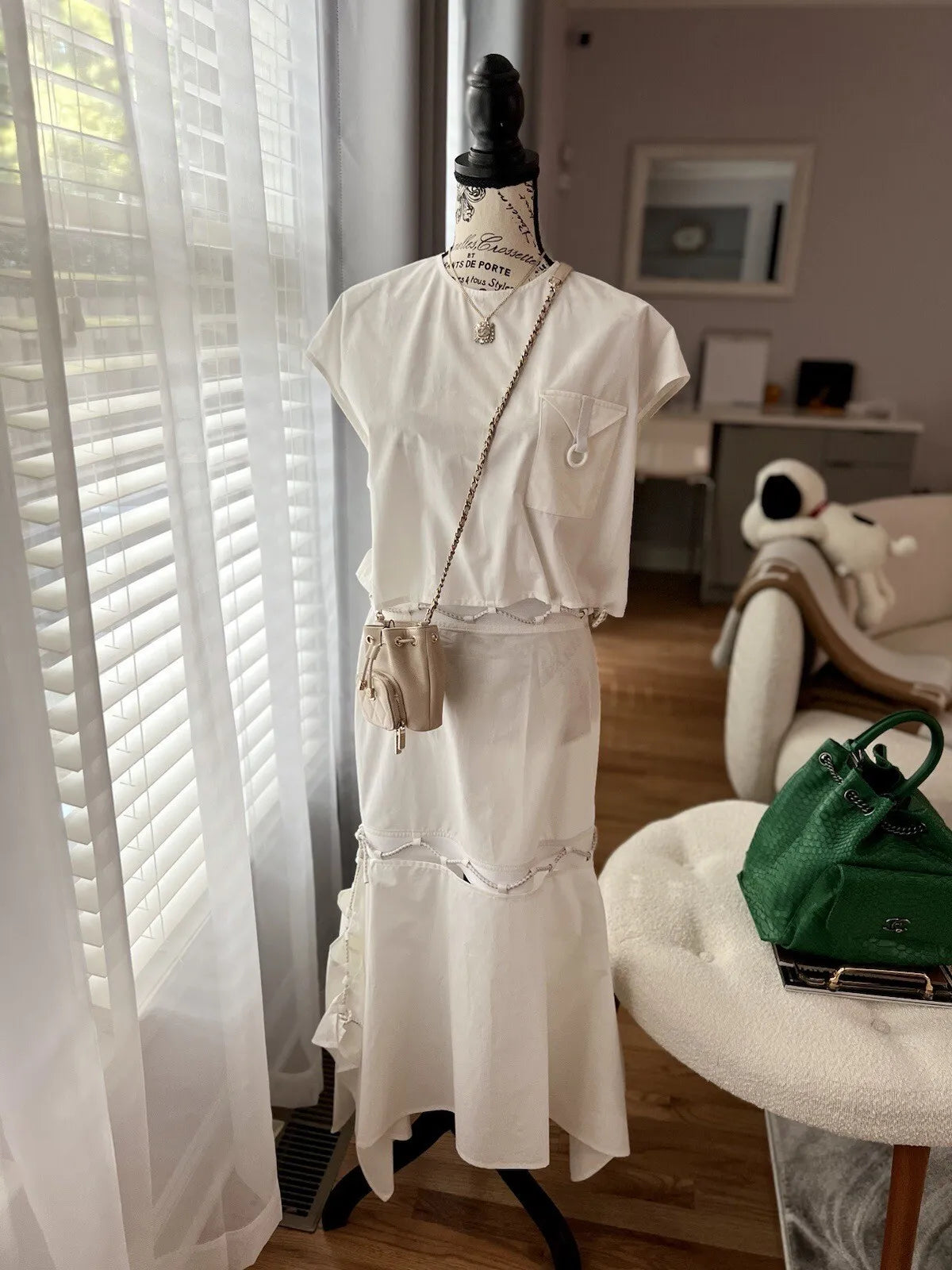 Hermes Robe évasée à étages Dress in Blanc White SS23 size 38 $3500 Store Price
