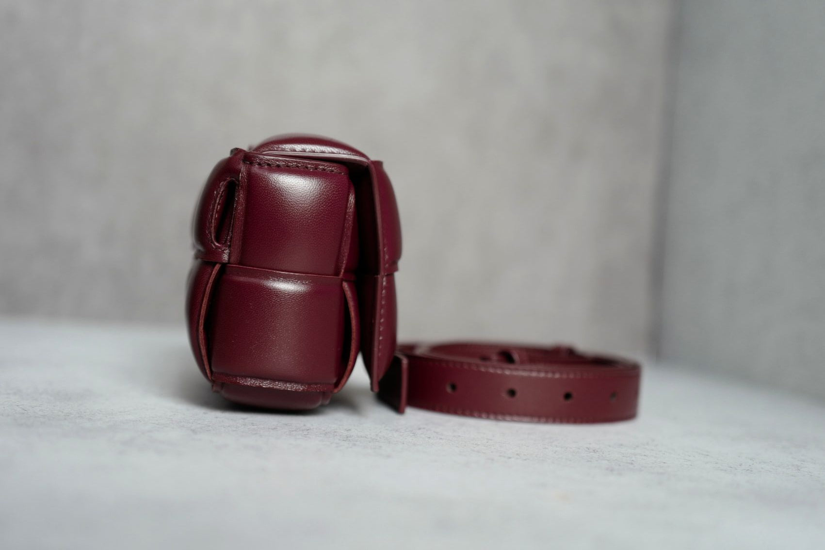 Bottega Veneta Padded Burgundy Small Cassette Belt Bag NEW
