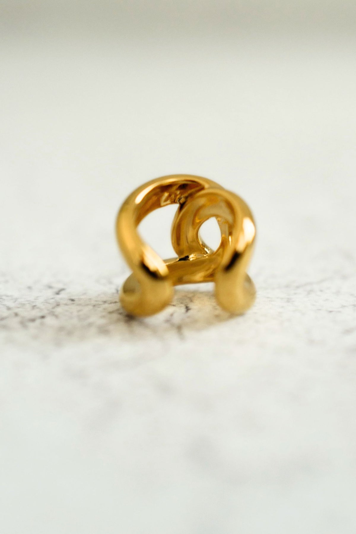 NEW Chanel 26K Ear Cuff Metal Gold Interlocking CC Logo Women Earring