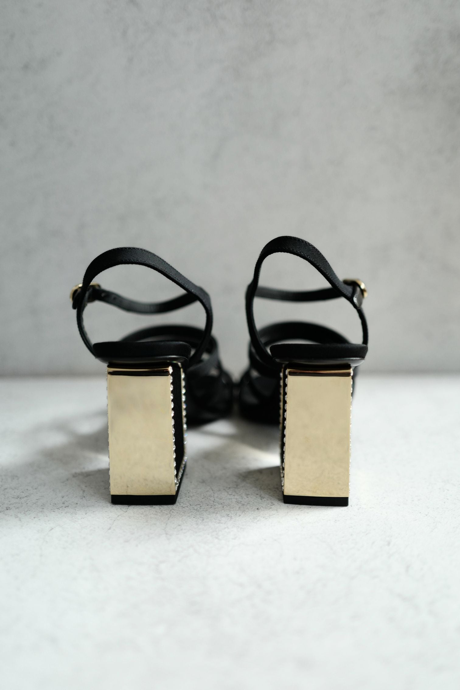 BNIB Chanel 24B Strappy Heels in Black with Crystals Rhinestone Heels size 38