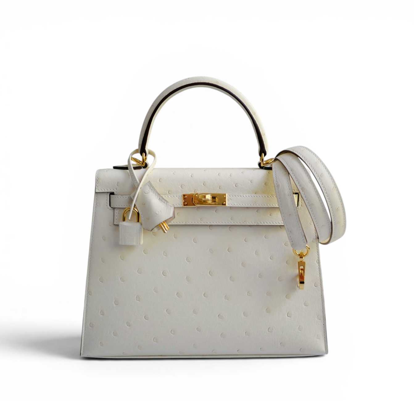 Hermès Kelly II 25 Nata Ostrich Sellier Boréale Gold Hardware G Stamp 2026
