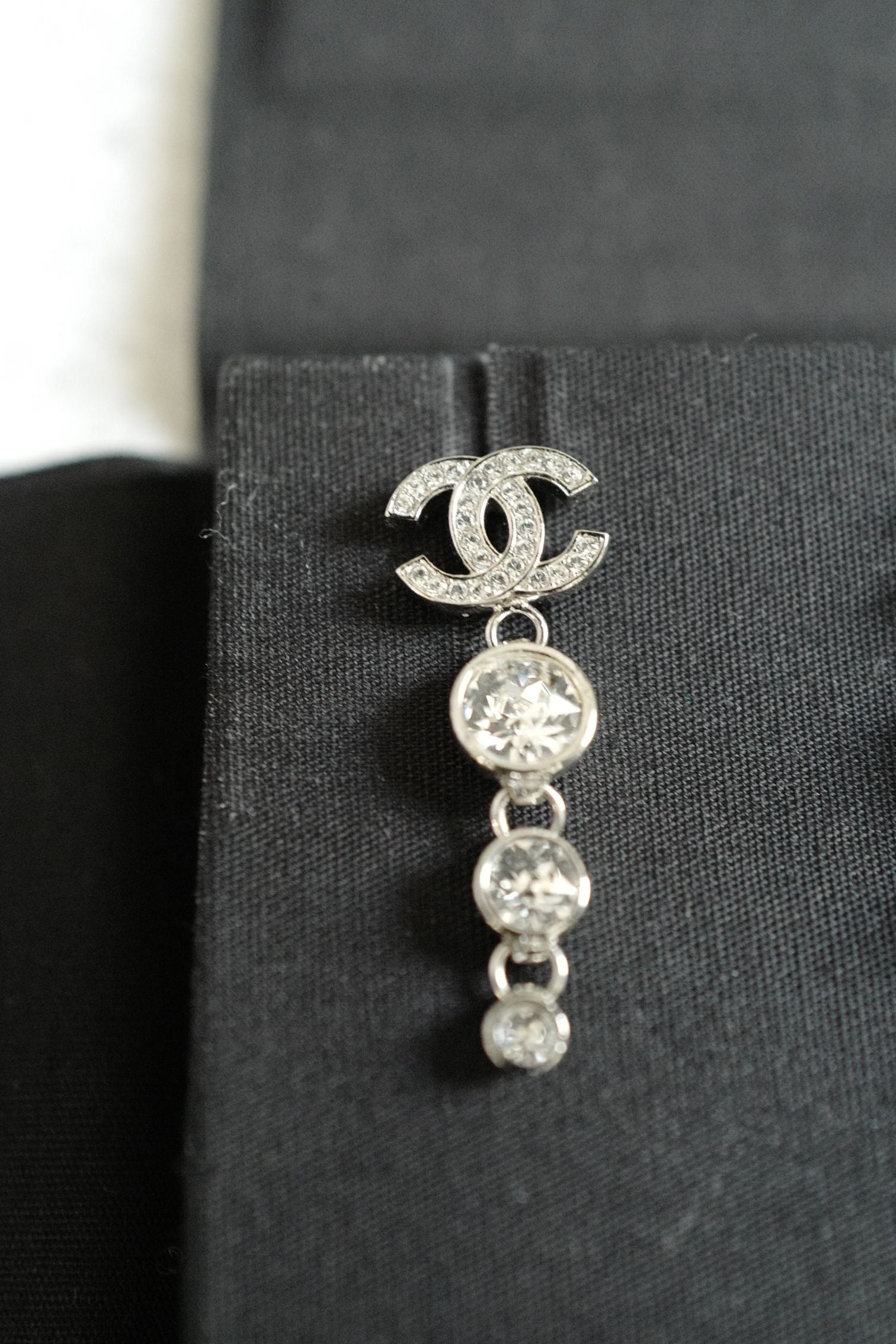 Chanel Drop CC Earrings 22K in Pearly White & Crystal BNIB
