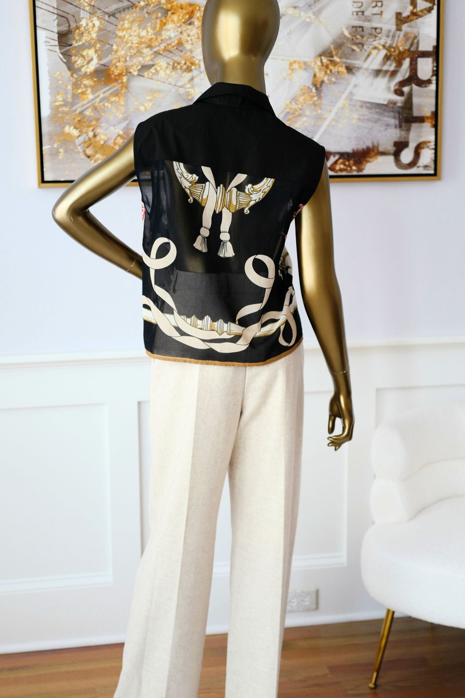 NEW Hermès “Ferronnerie Remix” Sleeveless Beach Shirt Cotton Voile Size 36