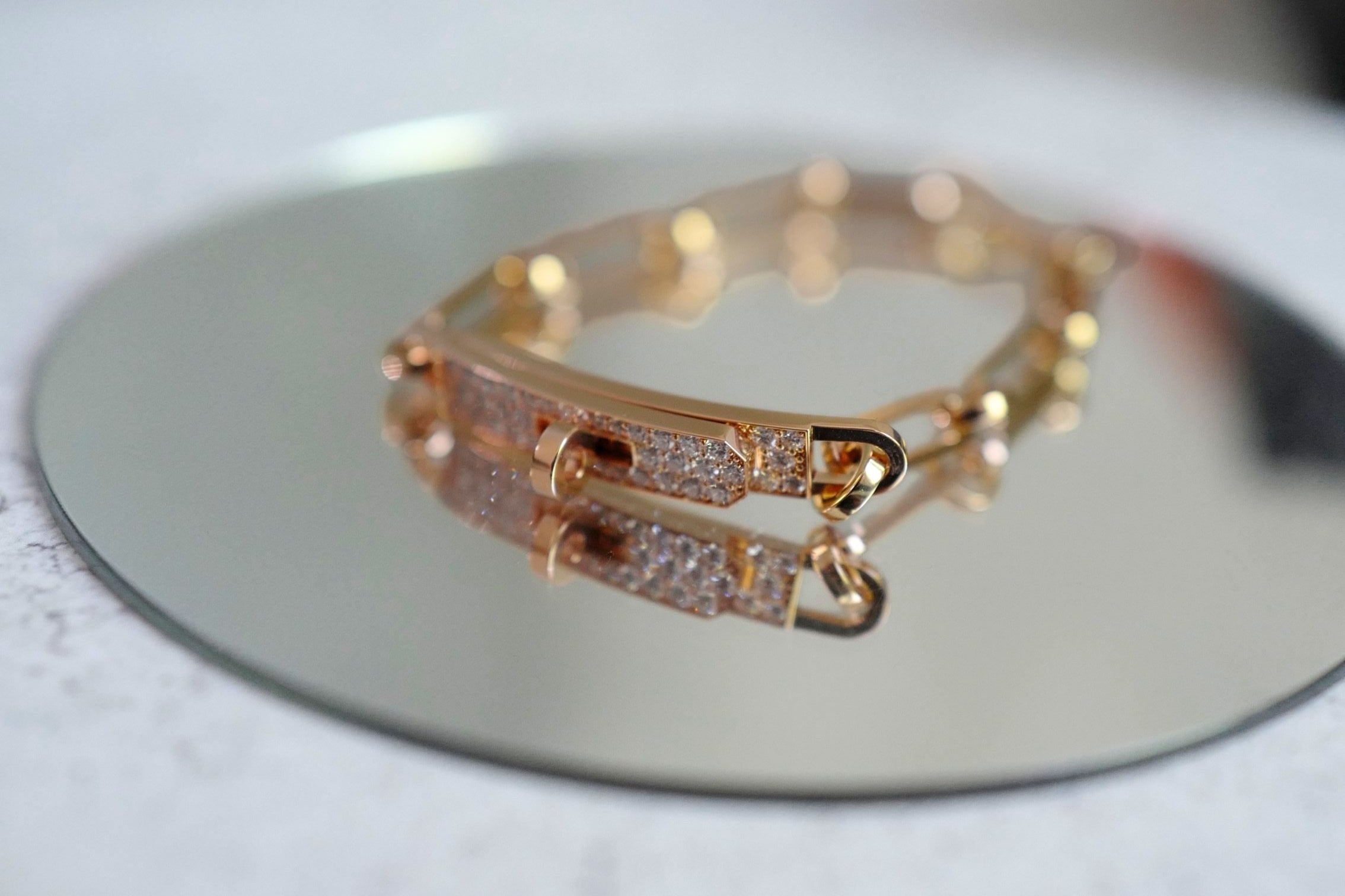 Hermès Kelly Chaine Bracelet Small Model 18K Rose Gold Diamonds Size 140