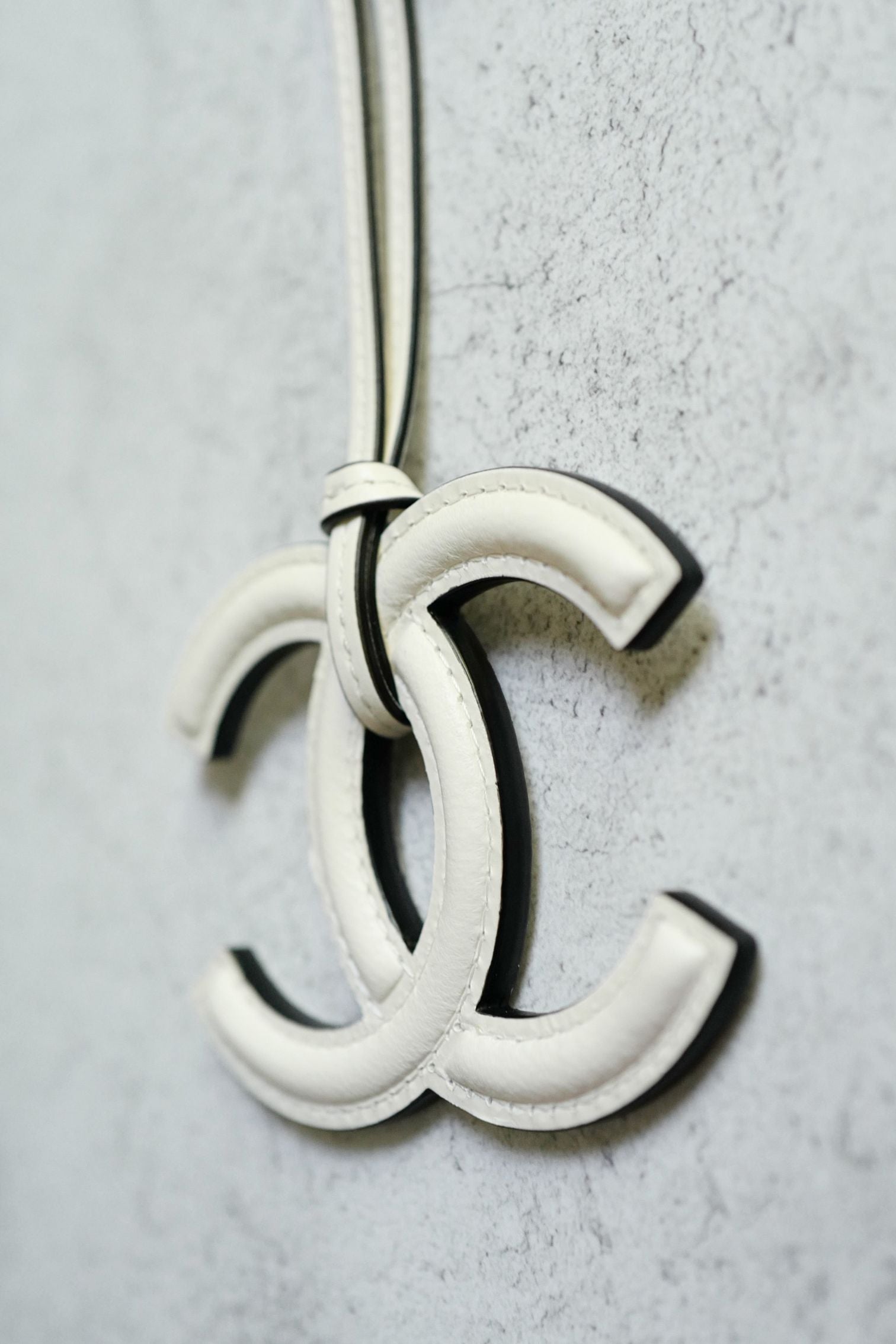 Chanel 26S Mini Bag Charm White Lambskin Leather