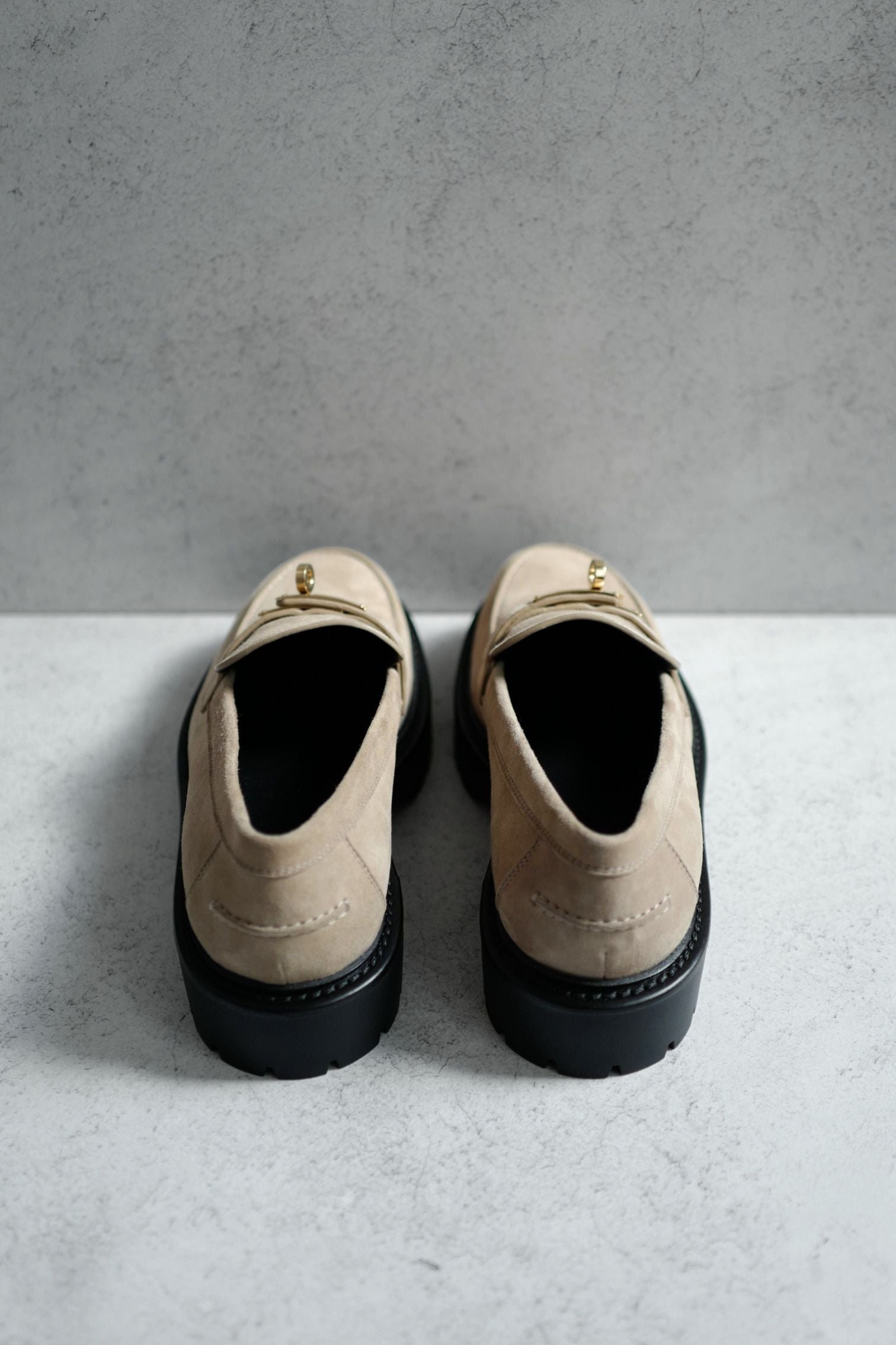 Hermes Shoes Icone Loafers Suede Beige Sable Size 38.5