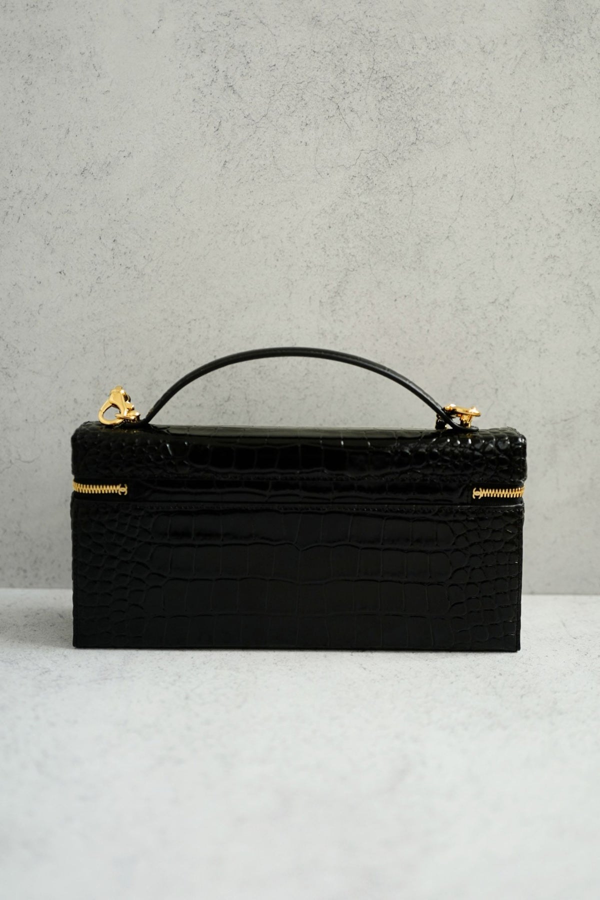 Chanel 26K Matthieu Blazy's Vanity with Chain Croc Embossed Black Calfskin Leather GHW