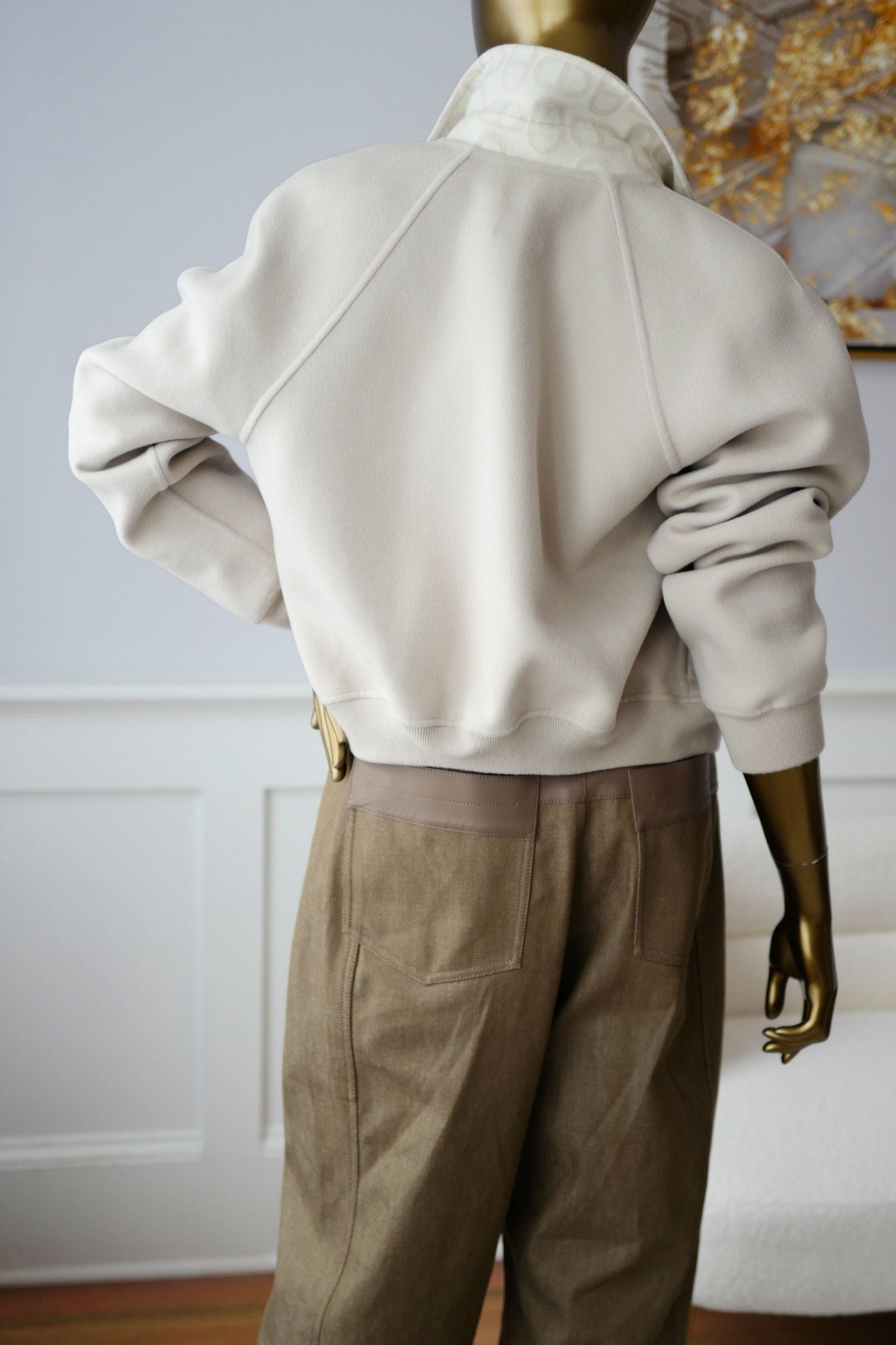 Hermès Jacket Chaine d'Ancre Blanc Sable Virgin Wool Size 36